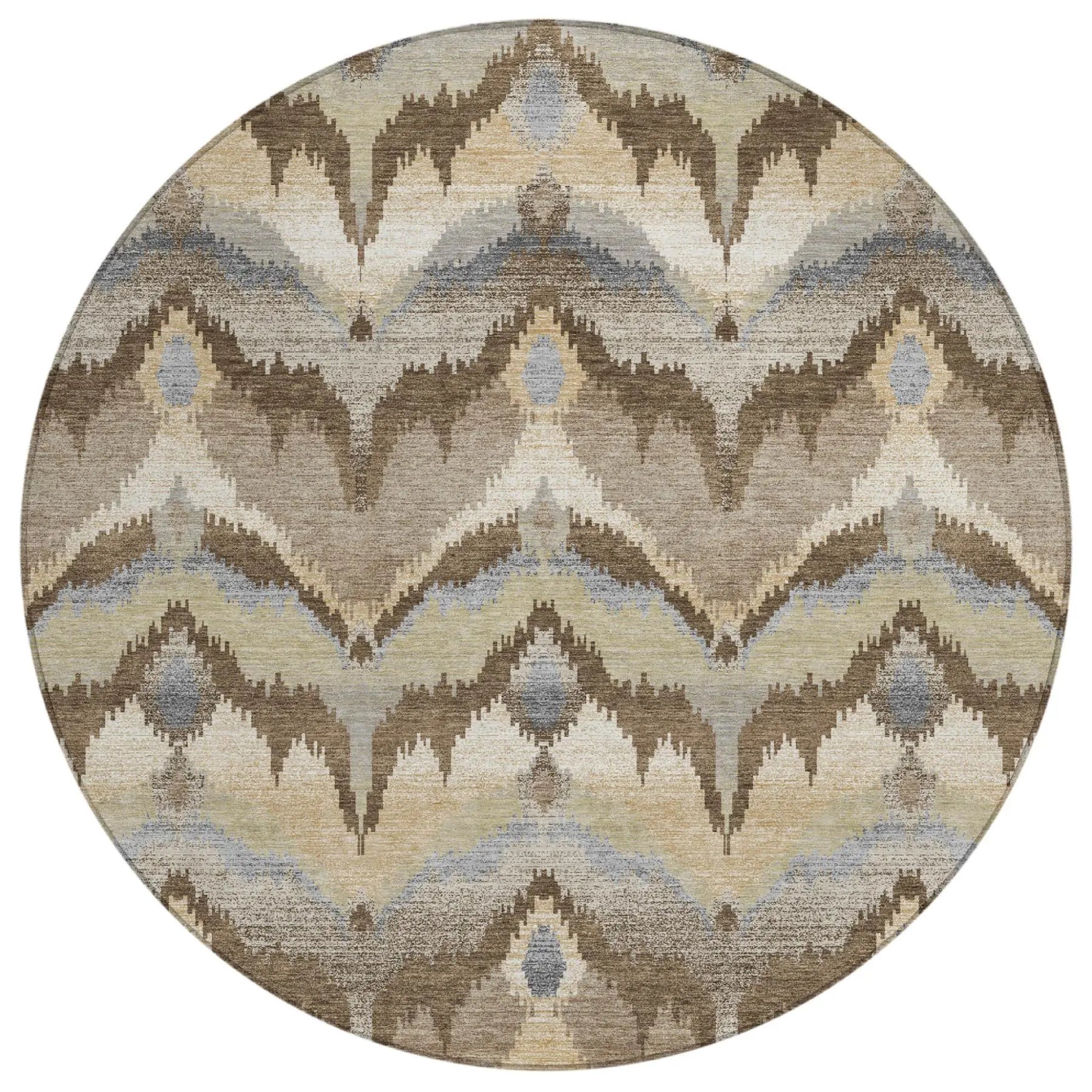 8' Chocolate And Brown Round Abstract Washable Indoor Outdoor Area Rug Homeroots Outdoor