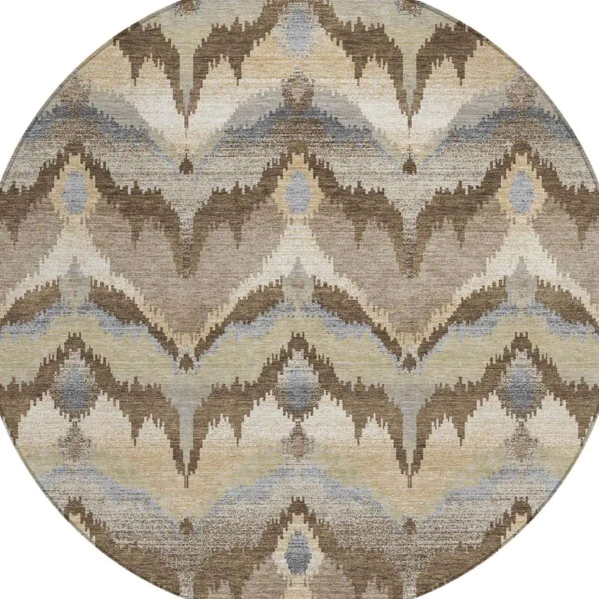 8' Chocolate And Brown Round Abstract Washable Indoor Outdoor Area Rug Homeroots Outdoor