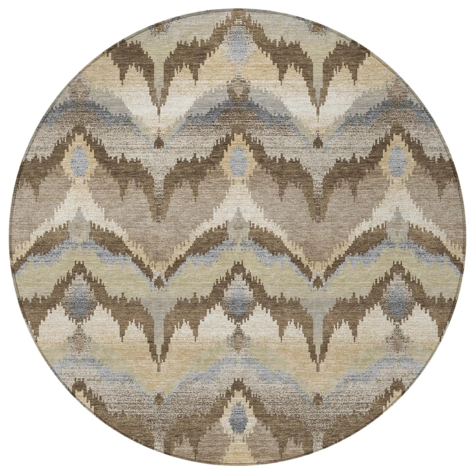8' Chocolate And Brown Round Abstract Washable Indoor Outdoor Area Rug Homeroots Outdoor