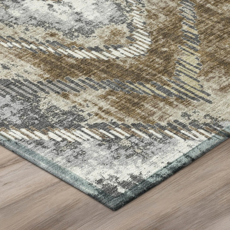 8' Chocolate And Brown Round Abstract Washable Indoor Outdoor Area Rug Homeroots Outdoor