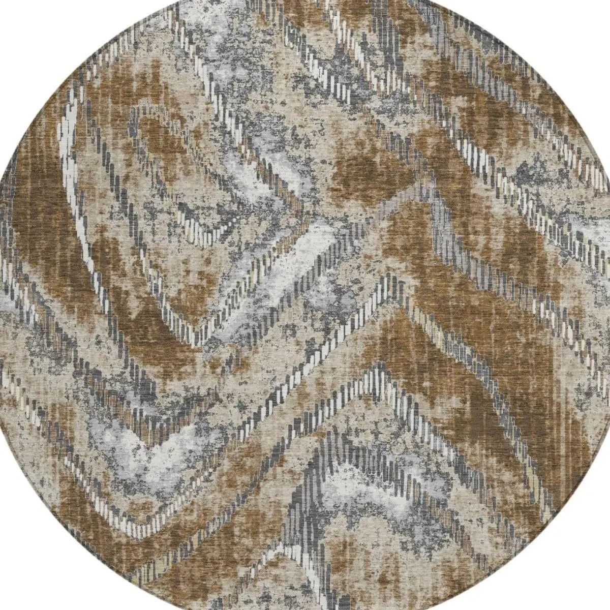 8' Chocolate And Brown Round Abstract Washable Indoor Outdoor Area Rug Homeroots Outdoor