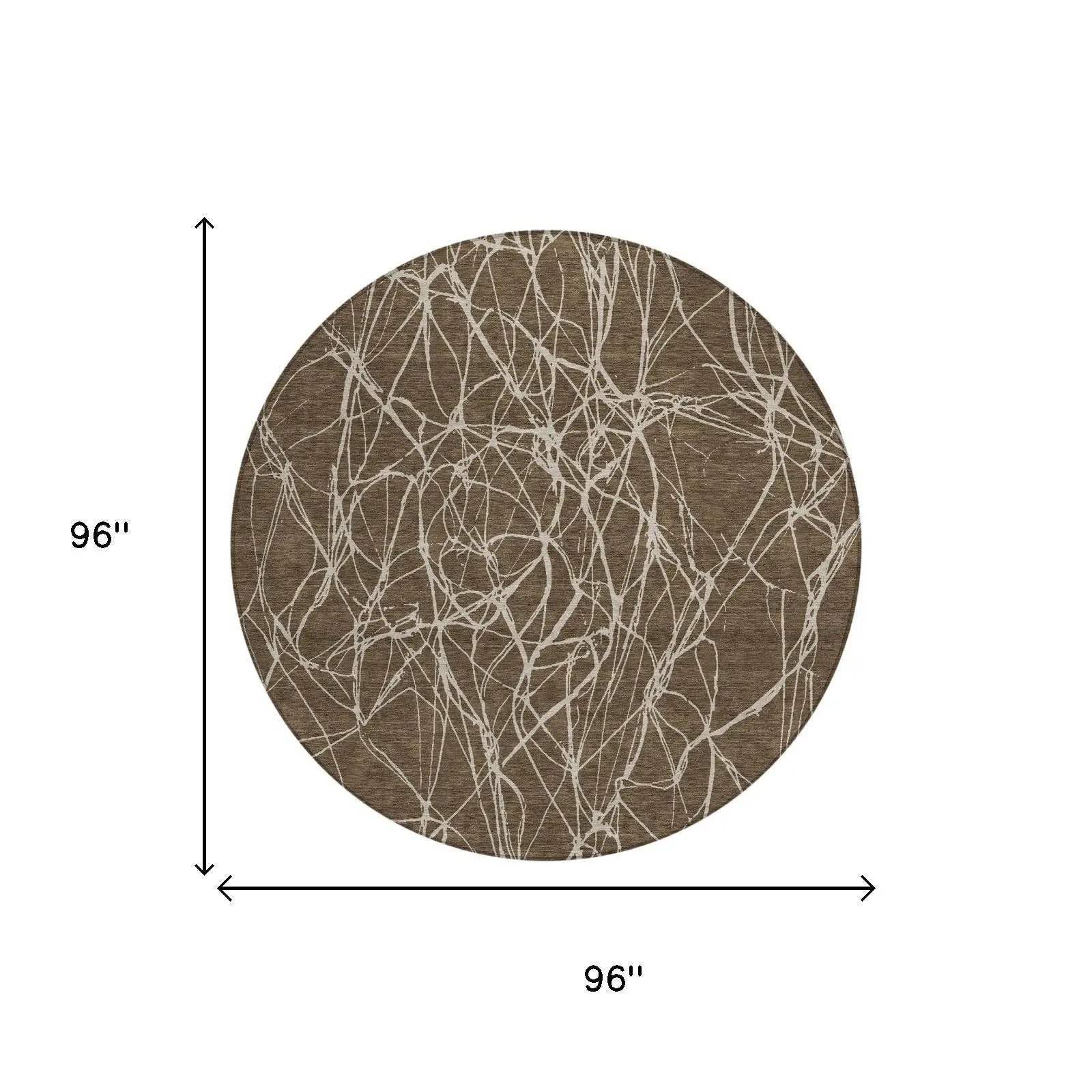 8' Chocolate And Brown Round Abstract Washable Indoor Outdoor Area Rug Homeroots Outdoor