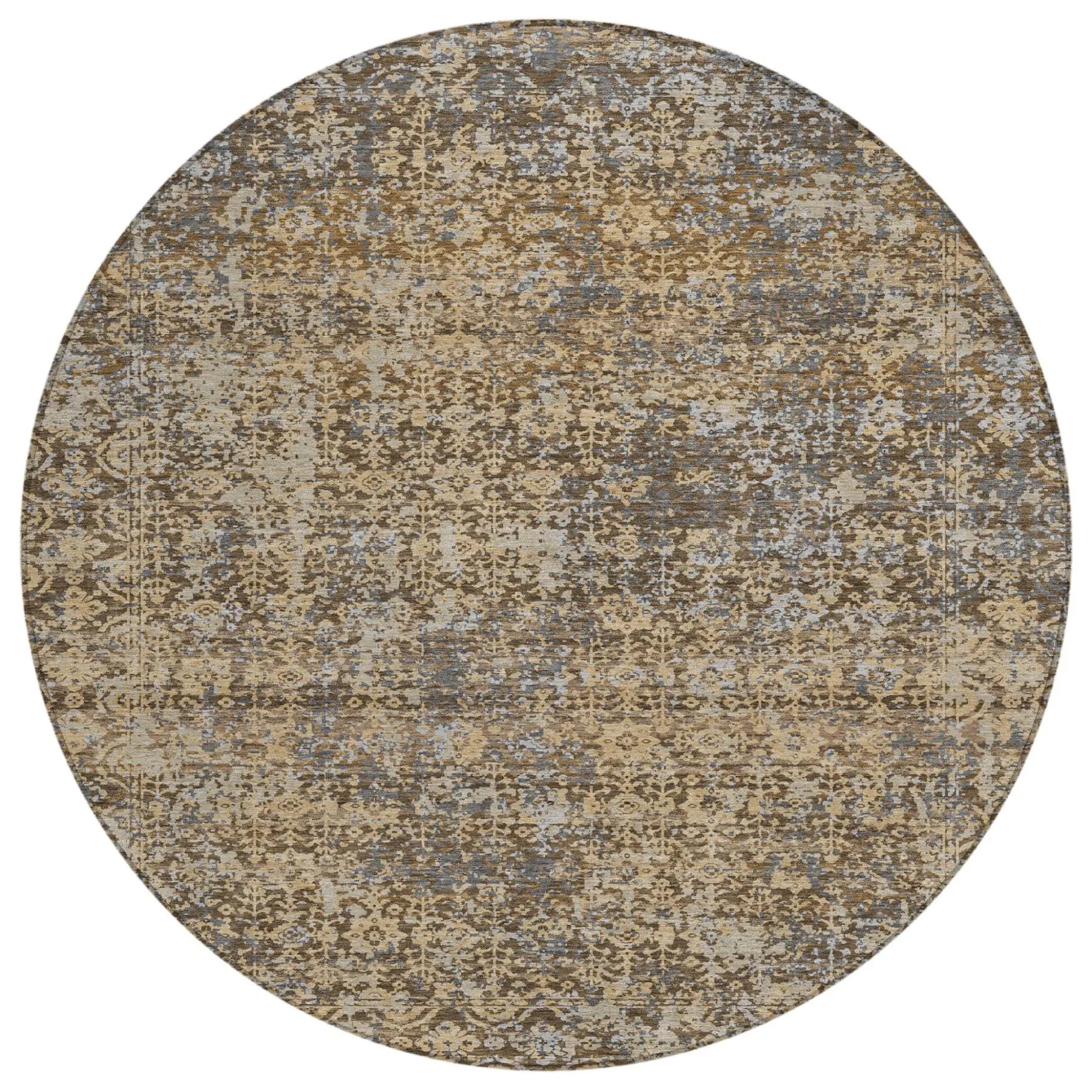 8' Chocolate And Brown Round Abstract Washable Indoor Outdoor Area Rug Homeroots Outdoor