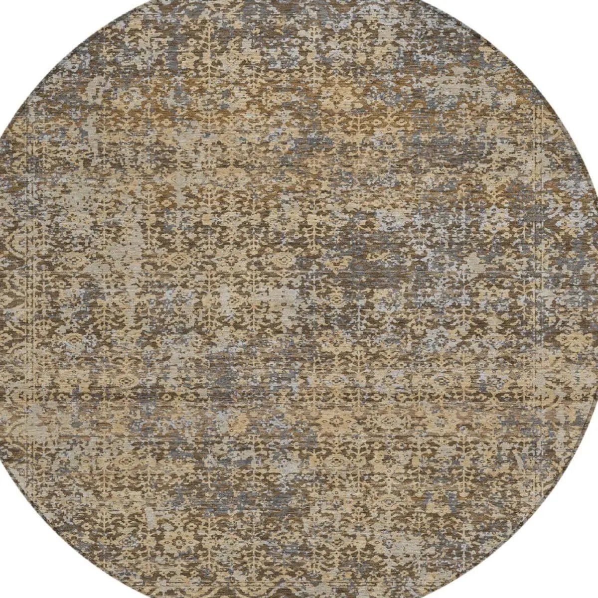 8' Chocolate And Brown Round Abstract Washable Indoor Outdoor Area Rug Homeroots Outdoor