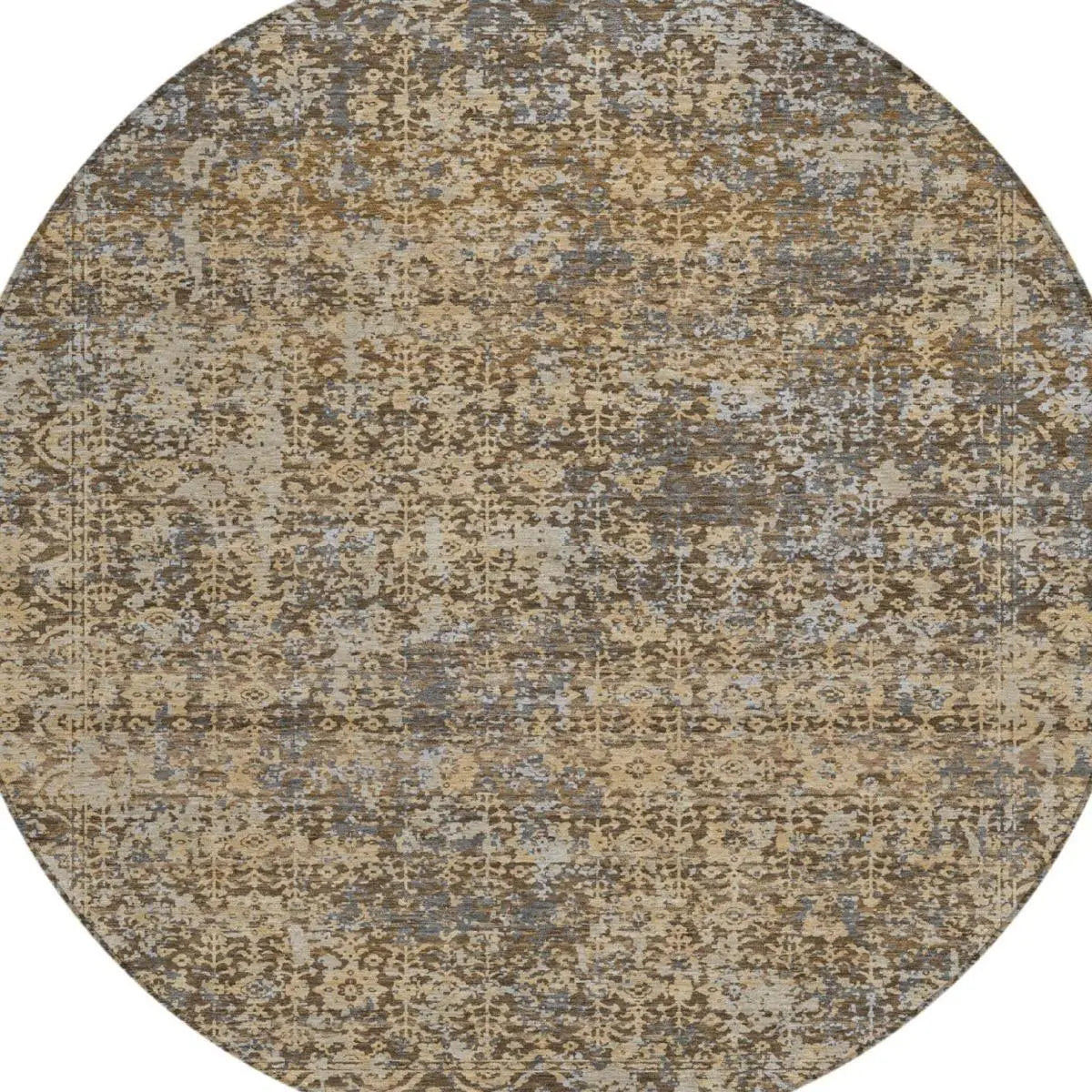 8' Chocolate And Brown Round Abstract Washable Indoor Outdoor Area Rug Homeroots Outdoor