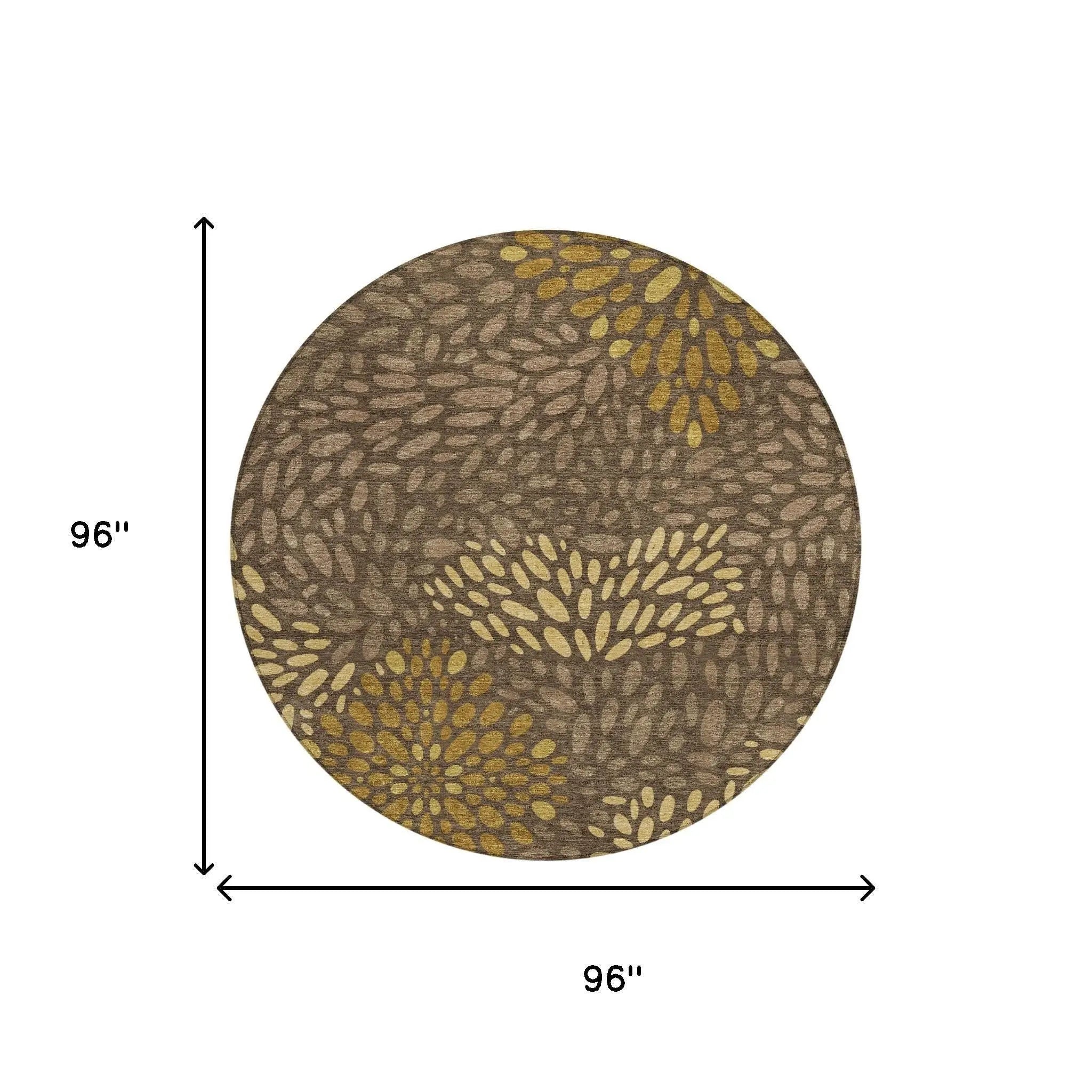 8' Chocolate And Brown Round Abstract Washable Indoor Outdoor Area Rug Homeroots Outdoor