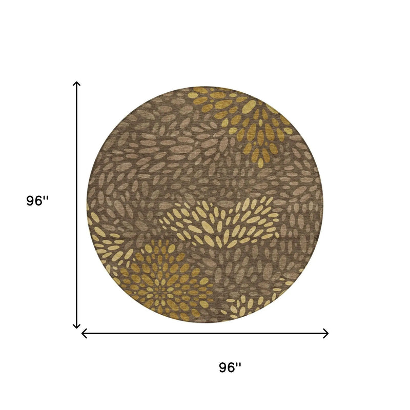 8' Chocolate And Brown Round Abstract Washable Indoor Outdoor Area Rug Homeroots Outdoor