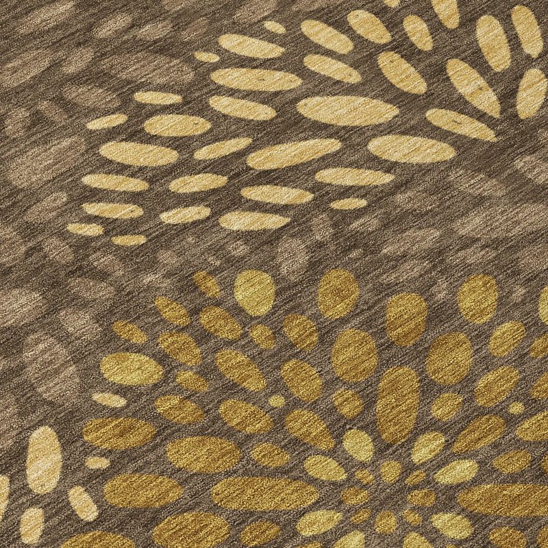8' Chocolate And Brown Round Abstract Washable Indoor Outdoor Area Rug Homeroots Outdoor