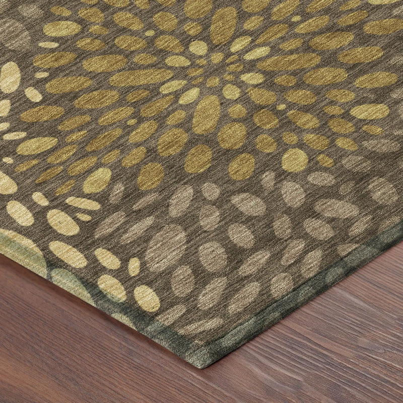 8' Chocolate And Brown Round Abstract Washable Indoor Outdoor Area Rug Homeroots Outdoor