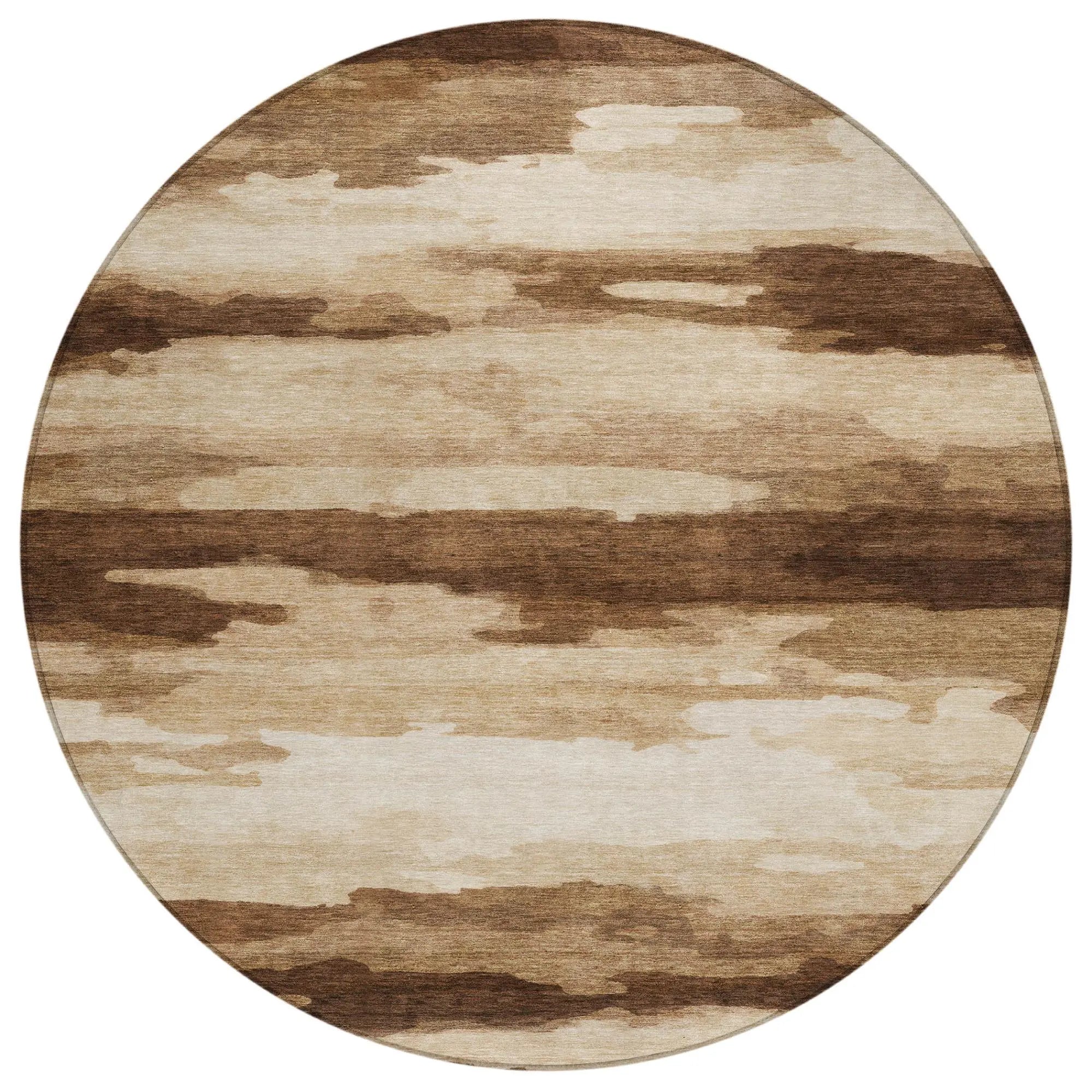 8' Chocolate And Brown Round Abstract Washable Indoor Outdoor Area Rug Homeroots Outdoor