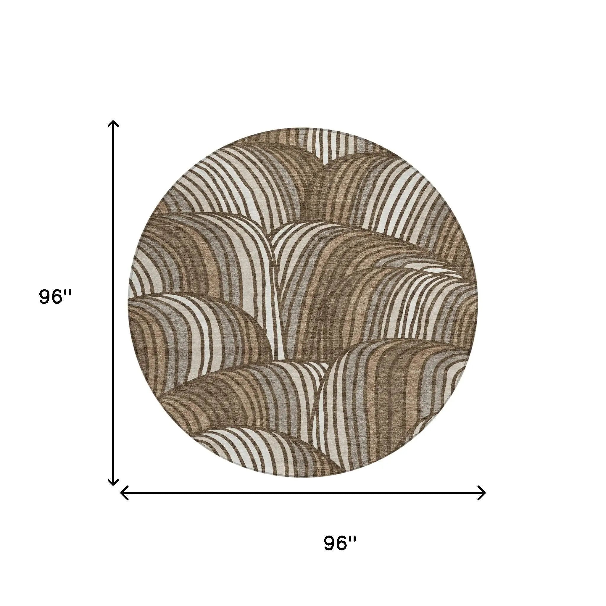8' Chocolate And Brown Round Abstract Washable Indoor Outdoor Area Rug Homeroots Outdoor