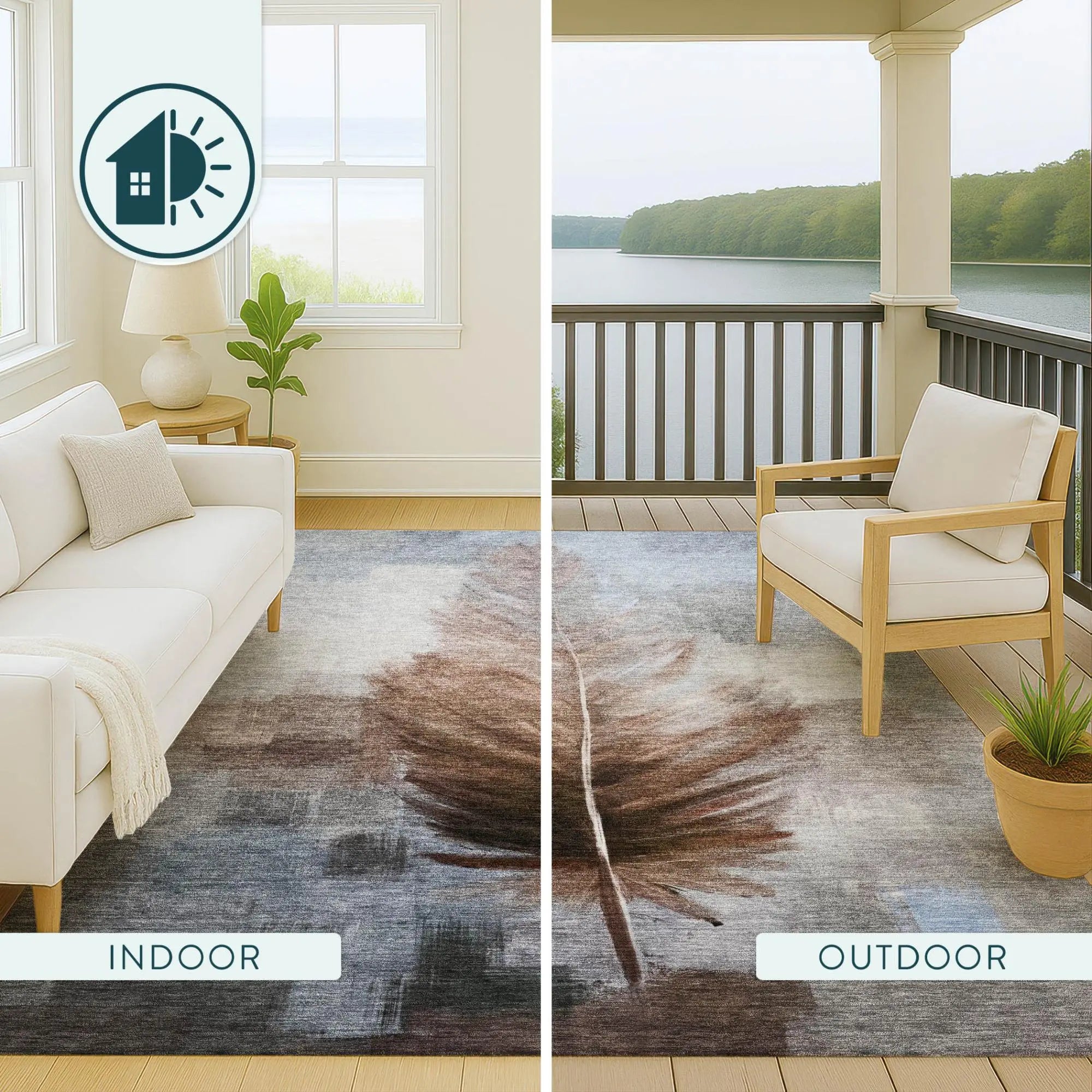 8' Chocolate And Brown Round Botanical Leaves Washable Indoor Outdoor Area Rug Homeroots Outdoor