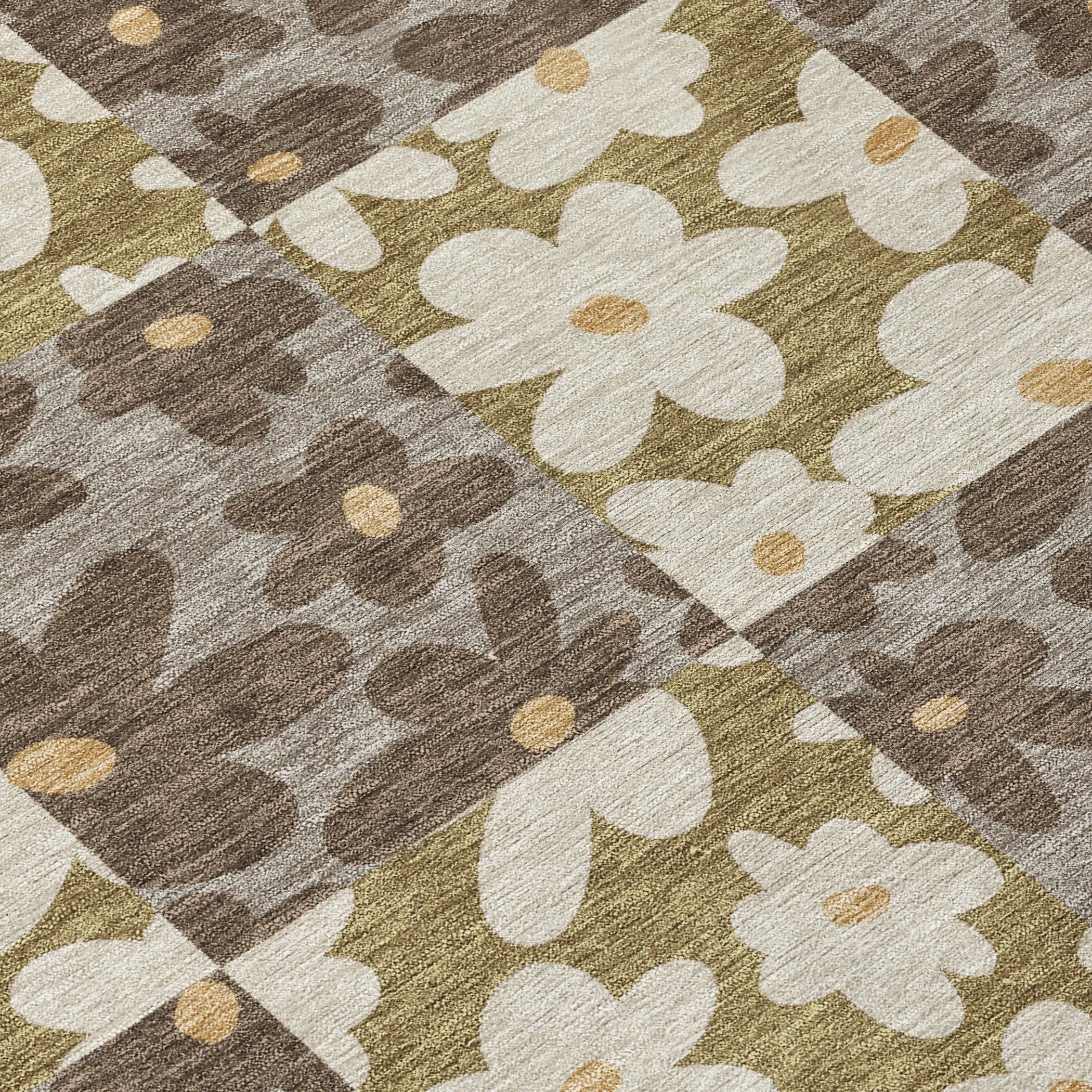 8' Chocolate And Brown Round Floral Washable Indoor Outdoor Area Rug Homeroots Outdoor