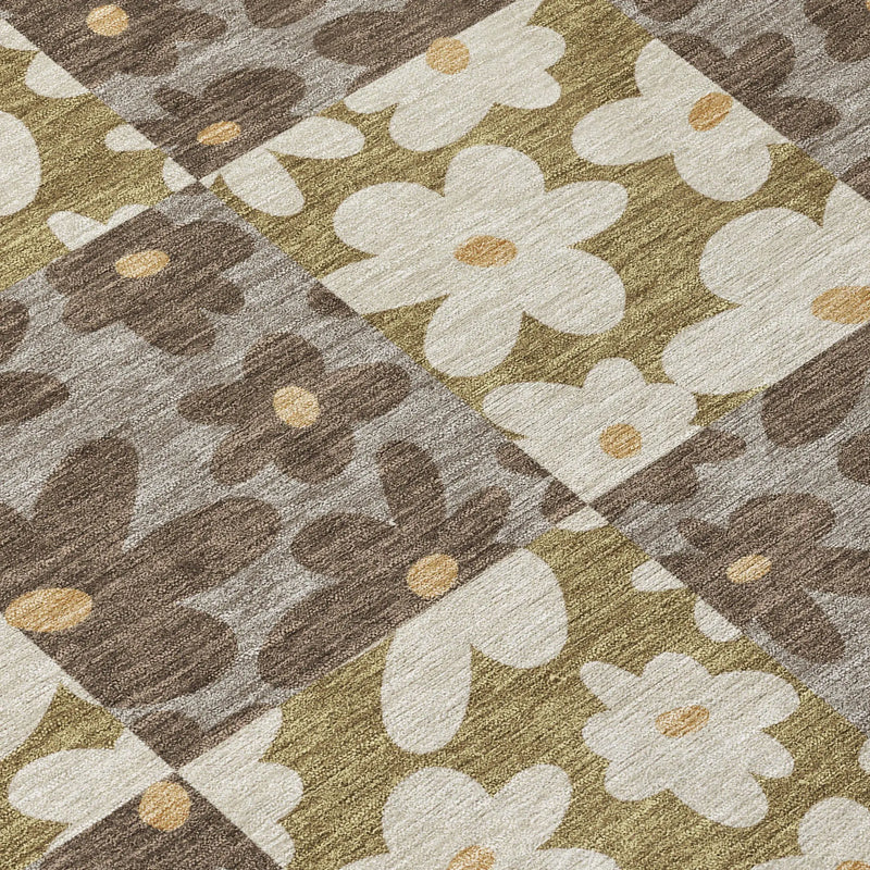 8' Chocolate And Brown Round Floral Washable Indoor Outdoor Area Rug Homeroots Outdoor