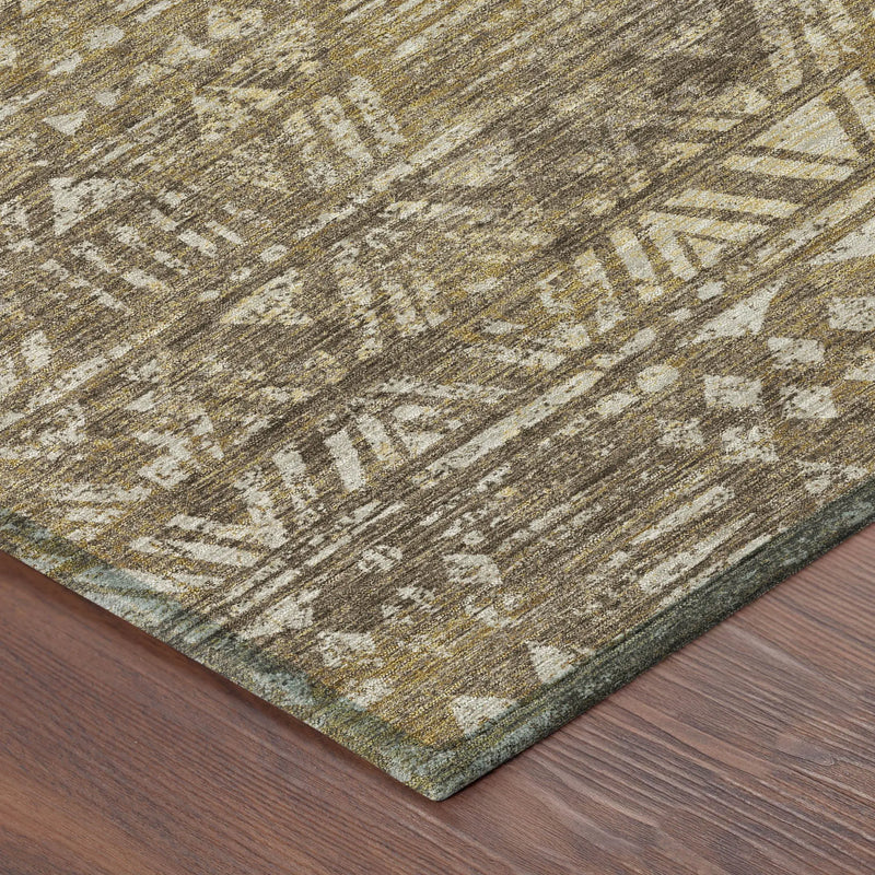 8' Chocolate And Brown Round Geometric Washable Indoor Outdoor Area Rug Homeroots Outdoor