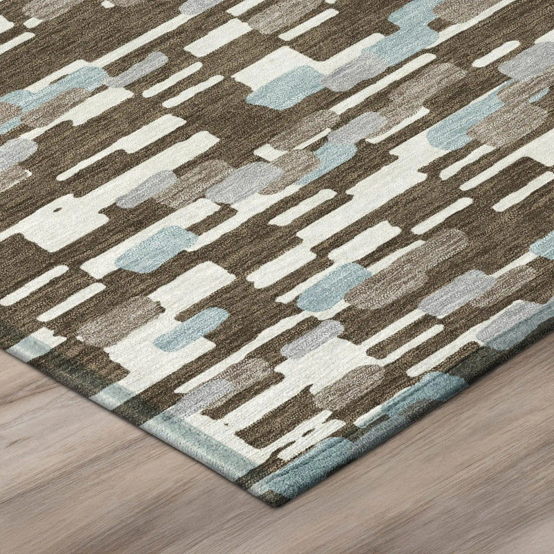 8' Chocolate And Brown Round Geometric Washable Indoor Outdoor Area Rug Homeroots Outdoor