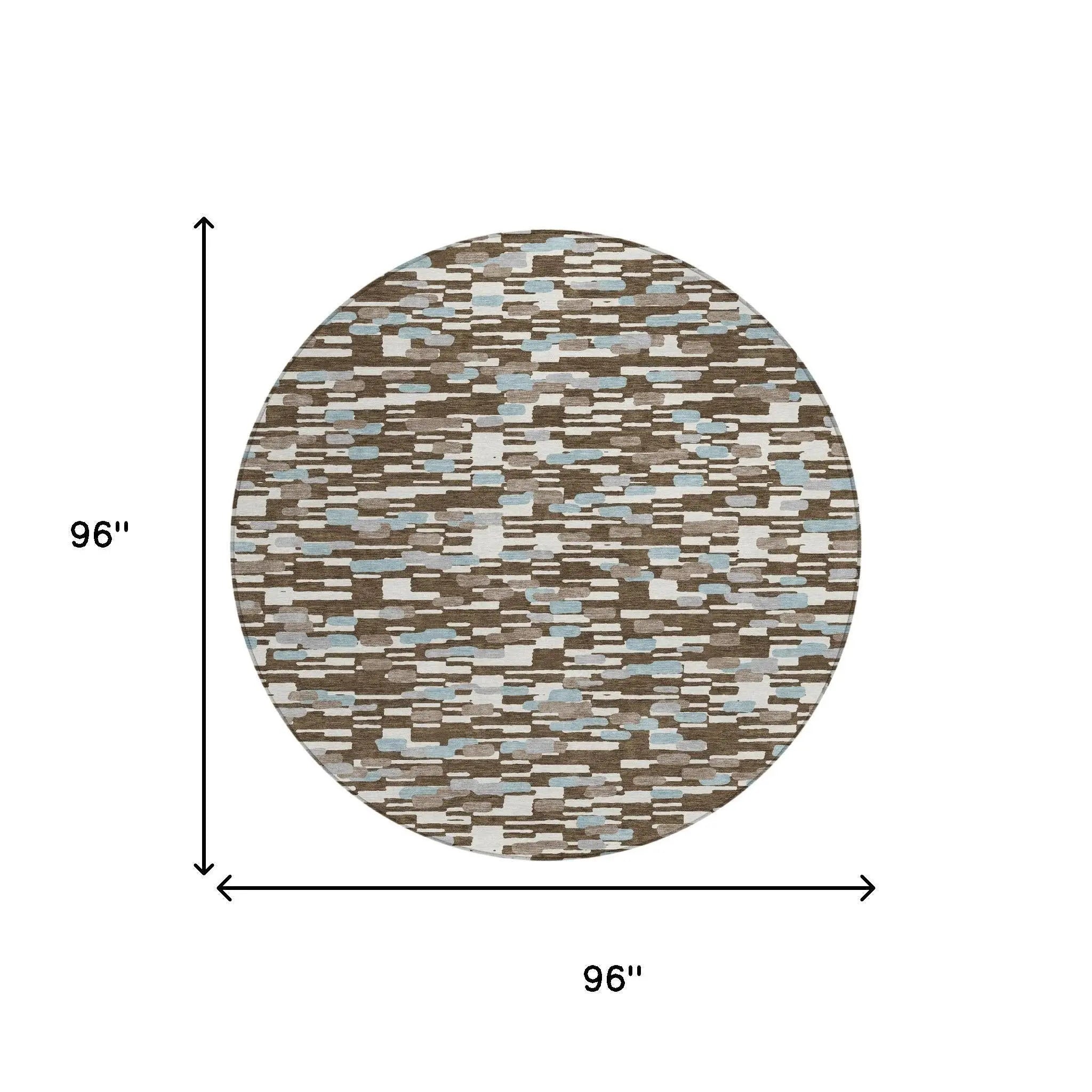 8' Chocolate And Brown Round Geometric Washable Indoor Outdoor Area Rug Homeroots Outdoor