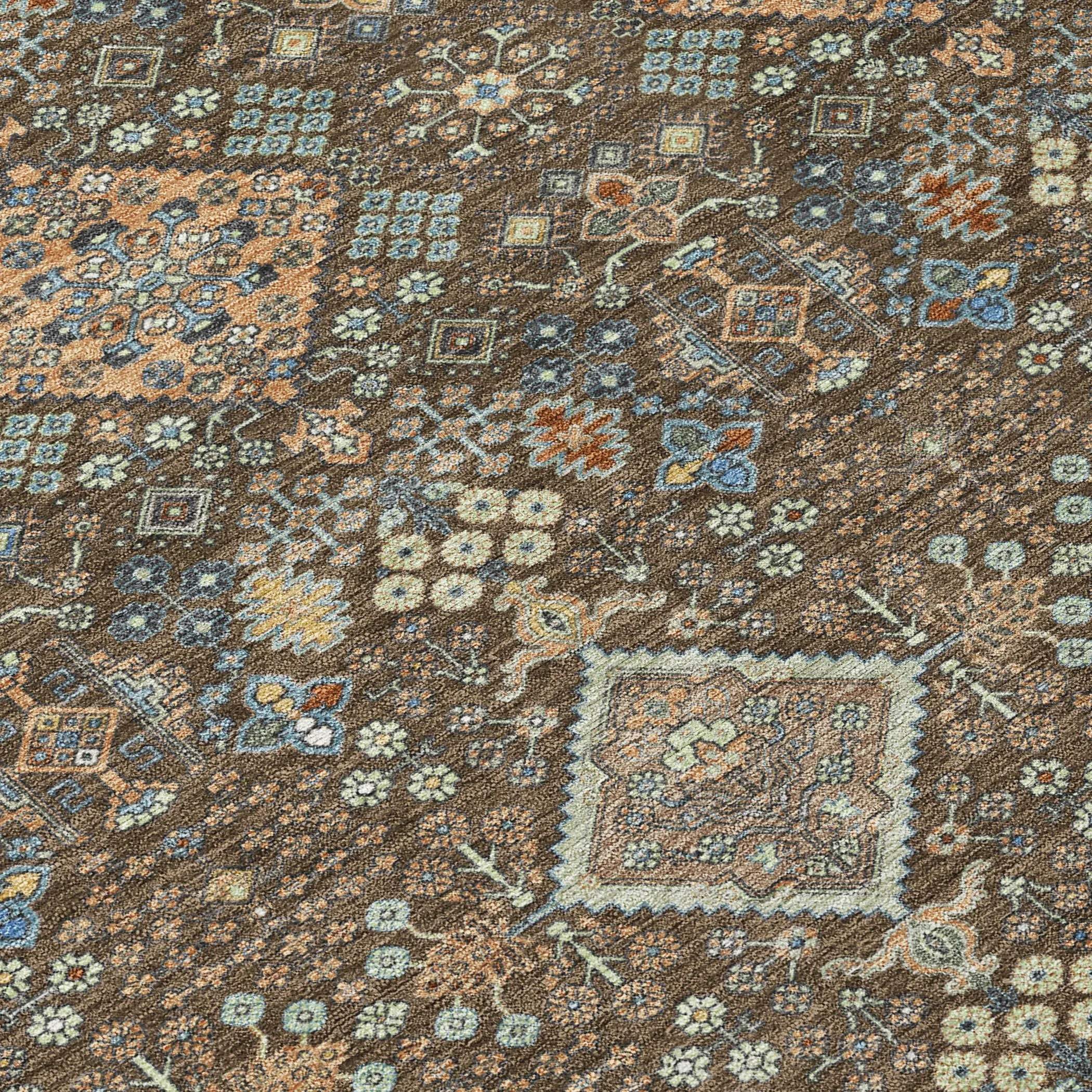 8' Chocolate And Brown Round Geometric Washable Indoor Outdoor Area Rug Homeroots Outdoor