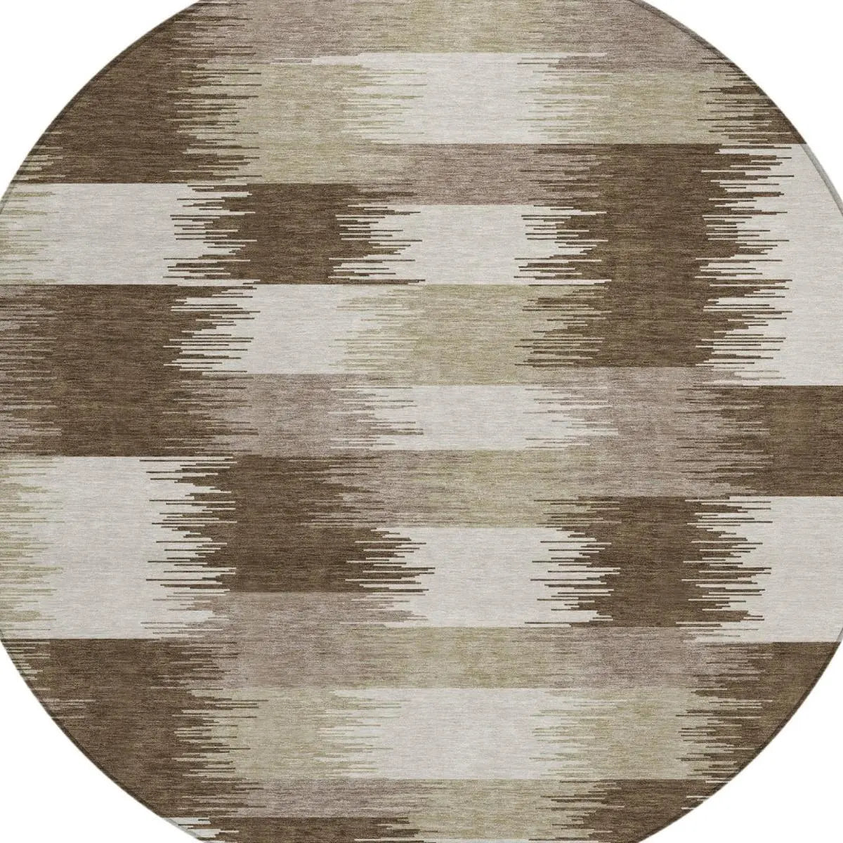 8' Chocolate And Brown Round Geometric Washable Indoor Outdoor Area Rug Homeroots Outdoor