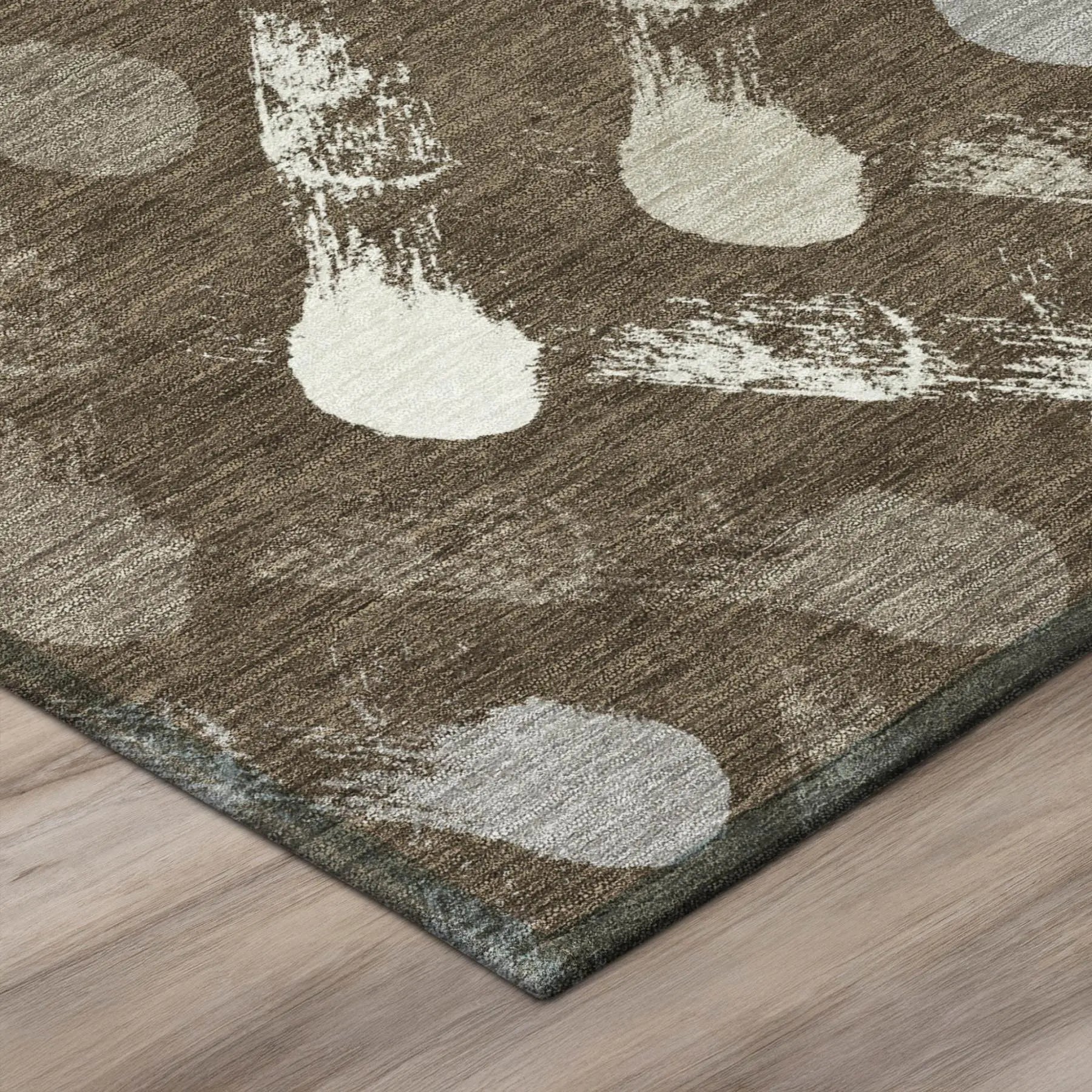 8' Chocolate And Brown Round Geometric Washable Indoor Outdoor Area Rug Homeroots Outdoor