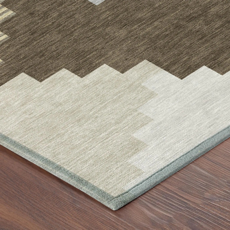 8' Chocolate And Brown Round Geometric Washable Indoor Outdoor Area Rug Homeroots Outdoor