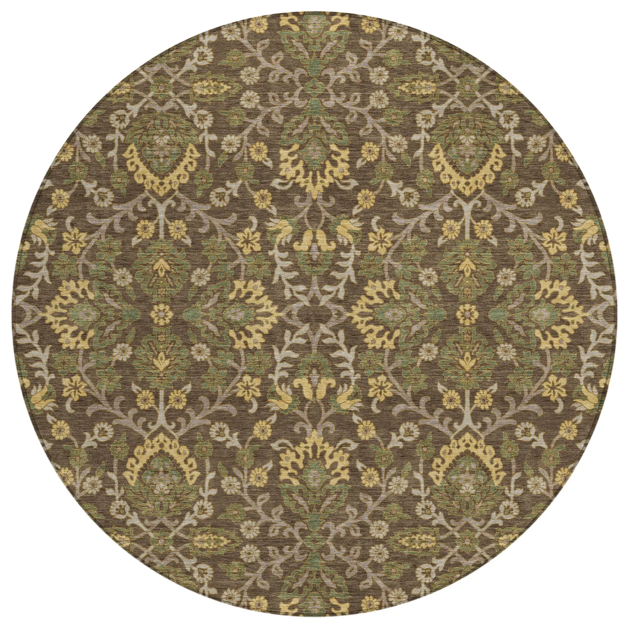 8' Chocolate And Brown Round Geometric Washable Indoor Outdoor Area Rug Homeroots Outdoor
