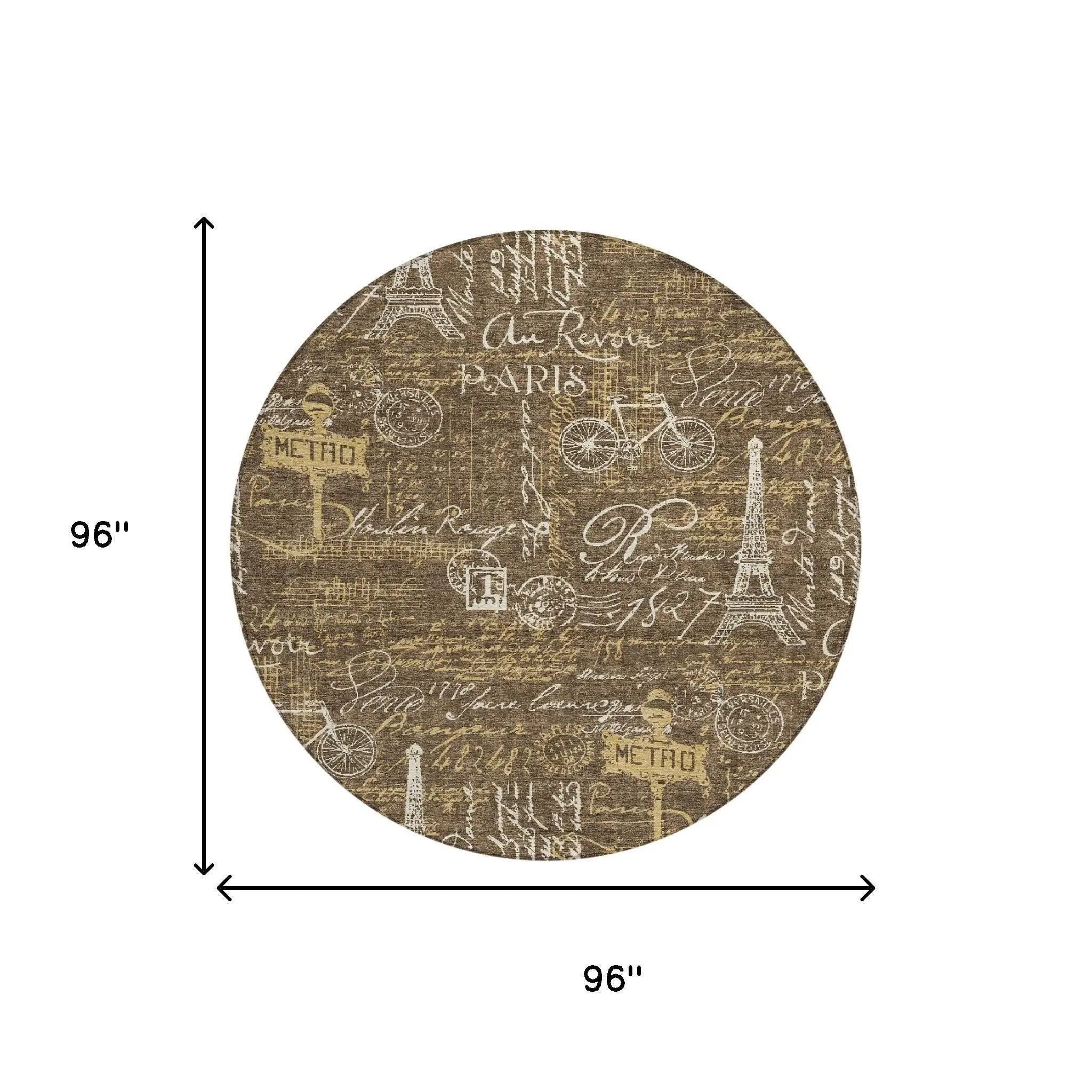 8' Chocolate And Brown Round Southwestern Washable Indoor Outdoor Area Rug Homeroots Outdoor