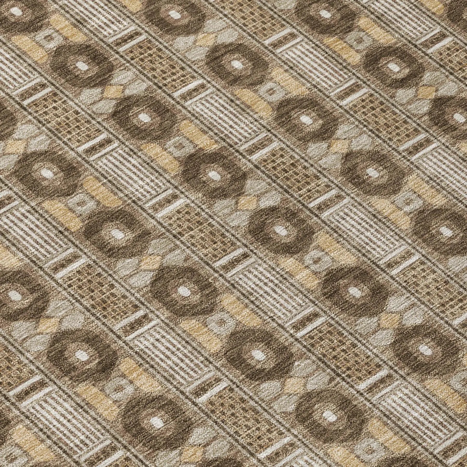 8' Chocolate And Brown Round Striped Washable Indoor Outdoor Area Rug Homeroots Outdoor
