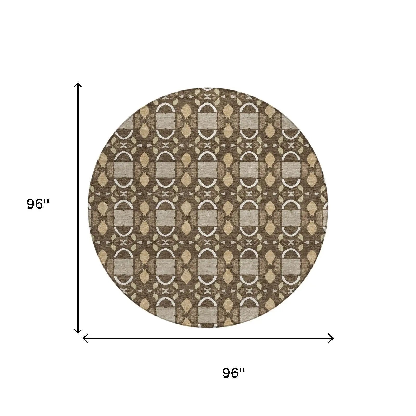 8' Chocolate And Brown Round Striped Washable Indoor Outdoor Area Rug Homeroots Outdoor