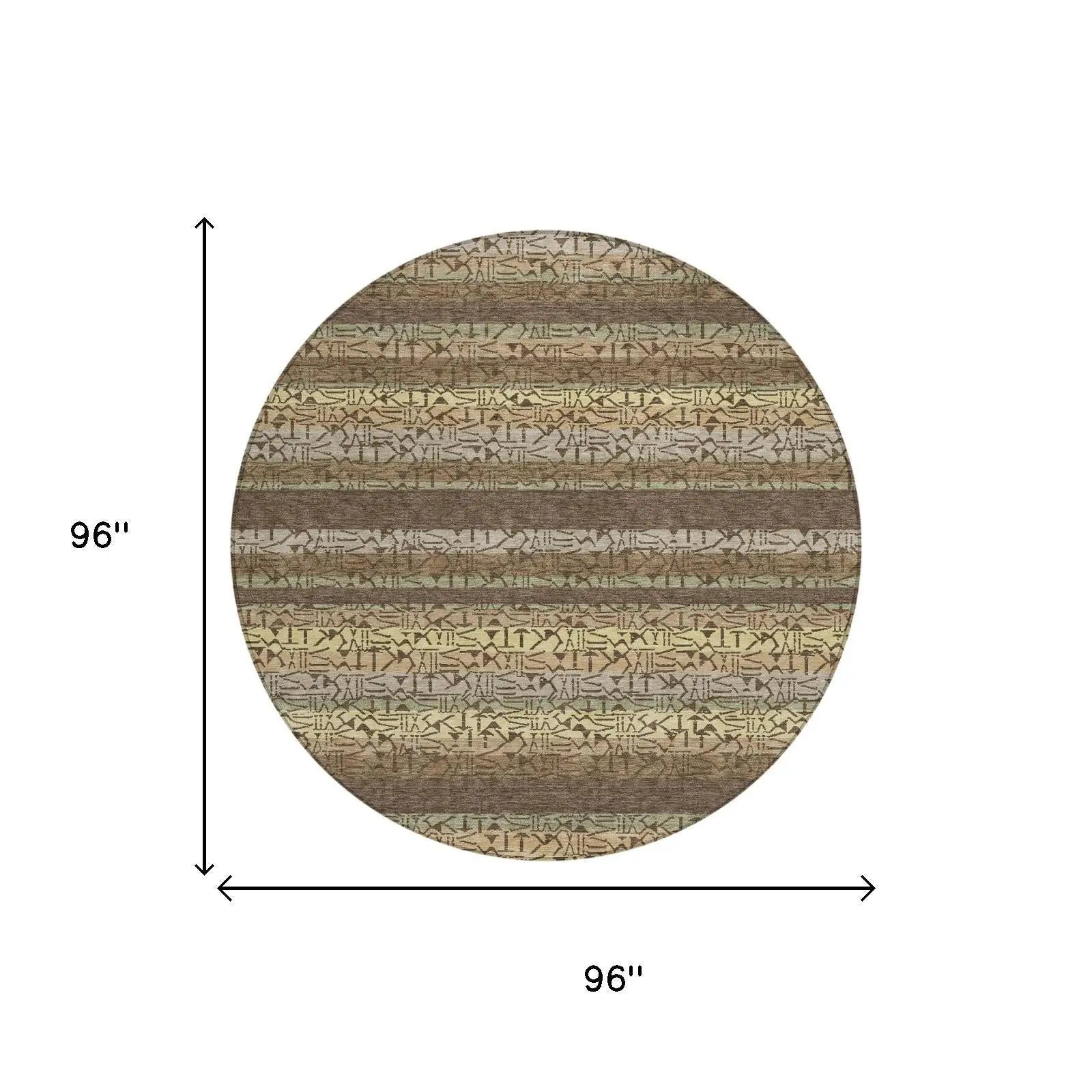 8' Chocolate And Brown Round Striped Washable Indoor Outdoor Area Rug Homeroots Outdoor