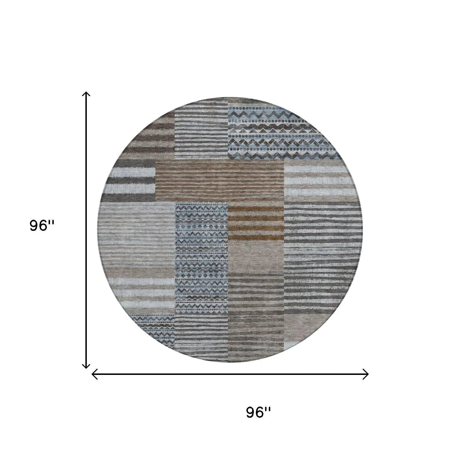 8' Chocolate And Brown Round Striped Washable Indoor Outdoor Area Rug Homeroots Outdoor
