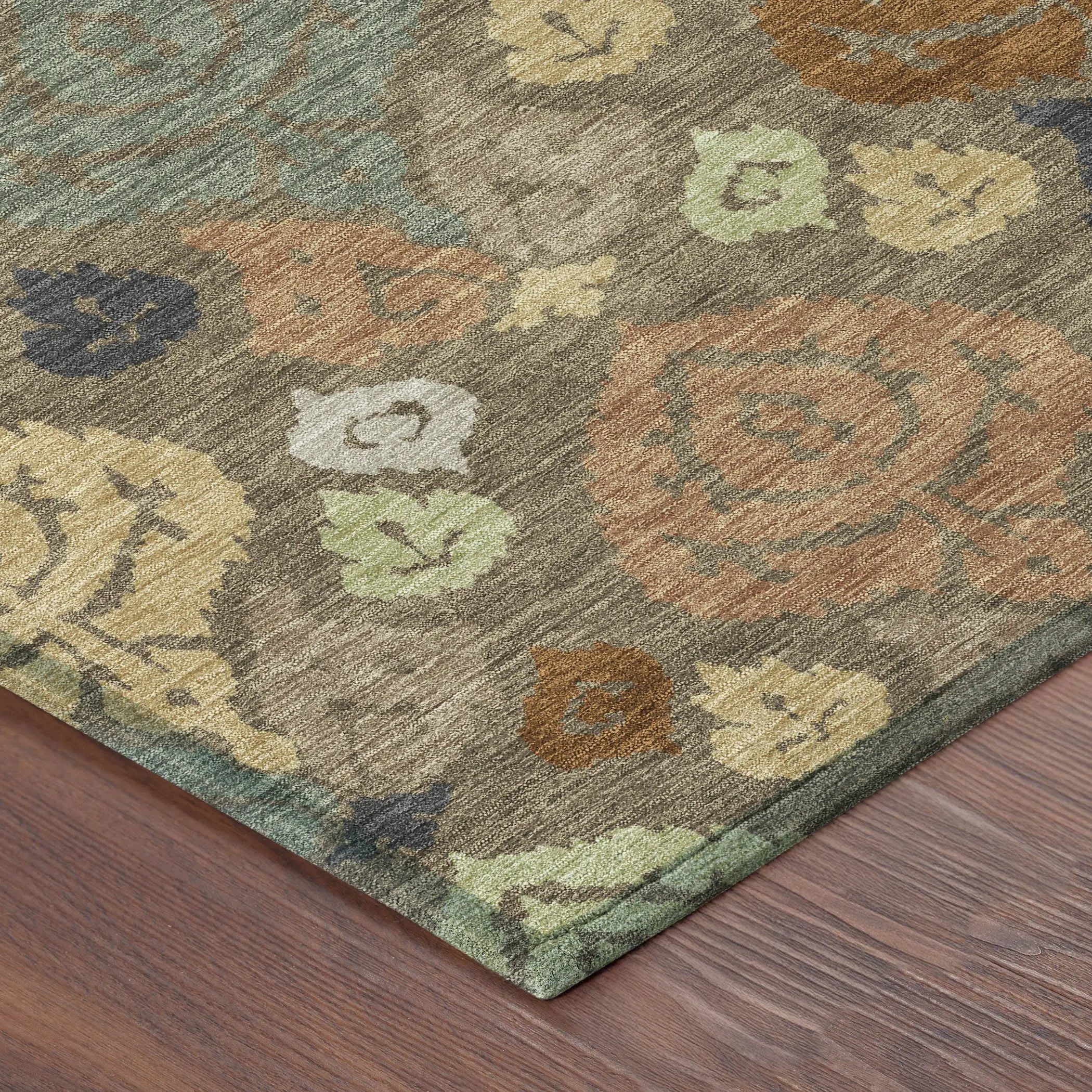 8' Chocolate And Charcoal Round Damask Washable Indoor Outdoor Area Rug Homeroots Outdoor