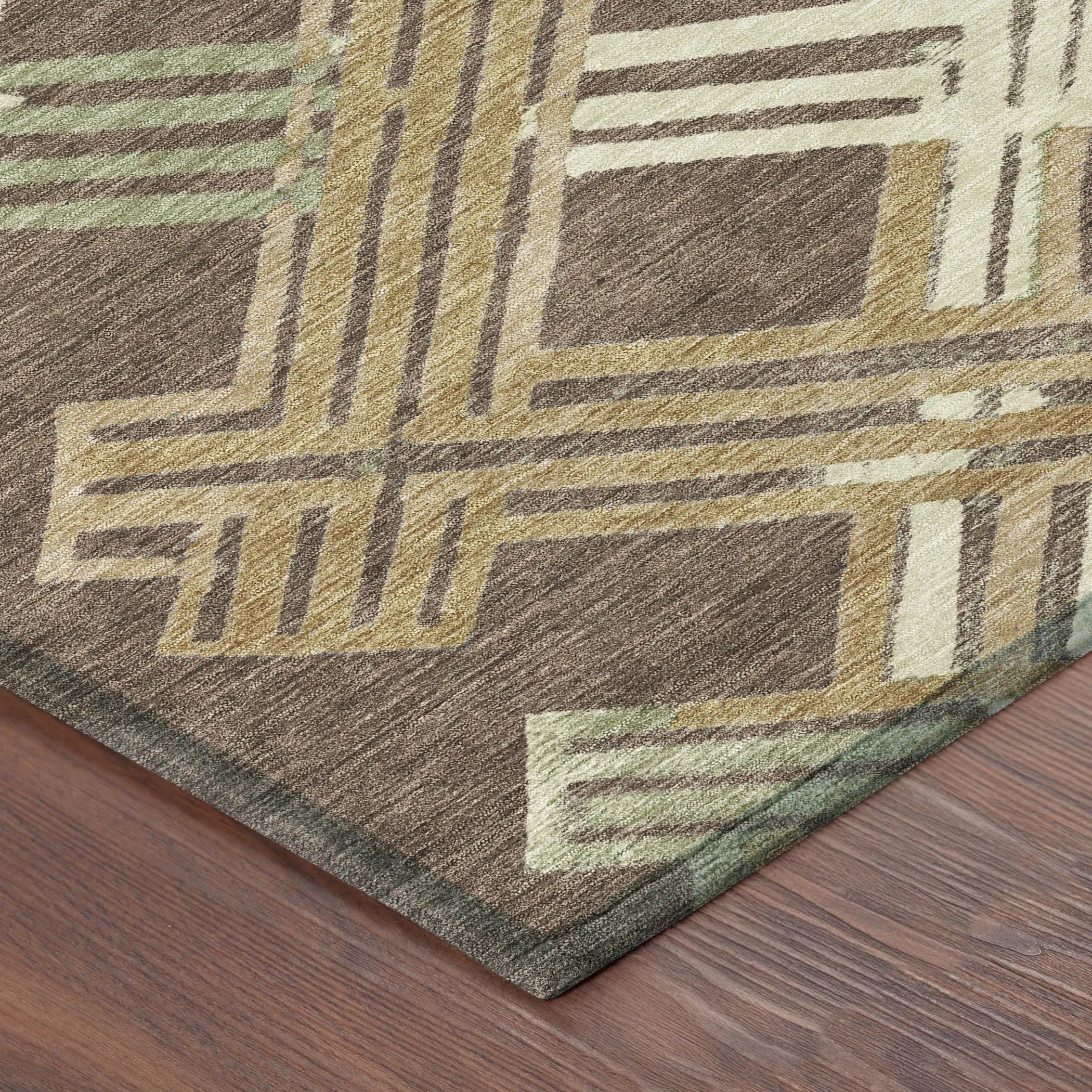 8' Chocolate And Gold Round Geometric Washable Indoor Outdoor Area Rug Homeroots Outdoor