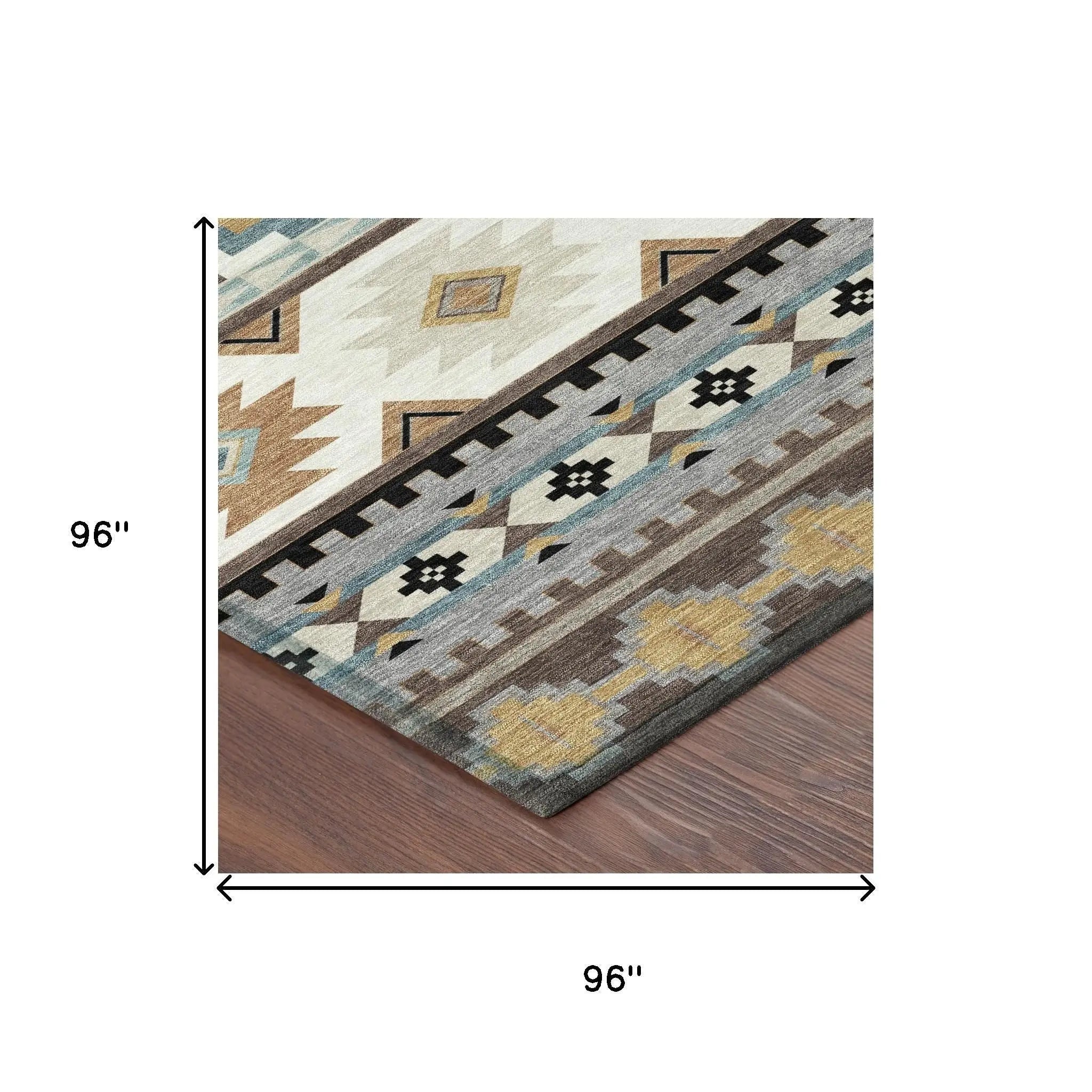 8' Chocolate And Gold Round Southwestern Washable Indoor Outdoor Area Rug Homeroots Outdoor