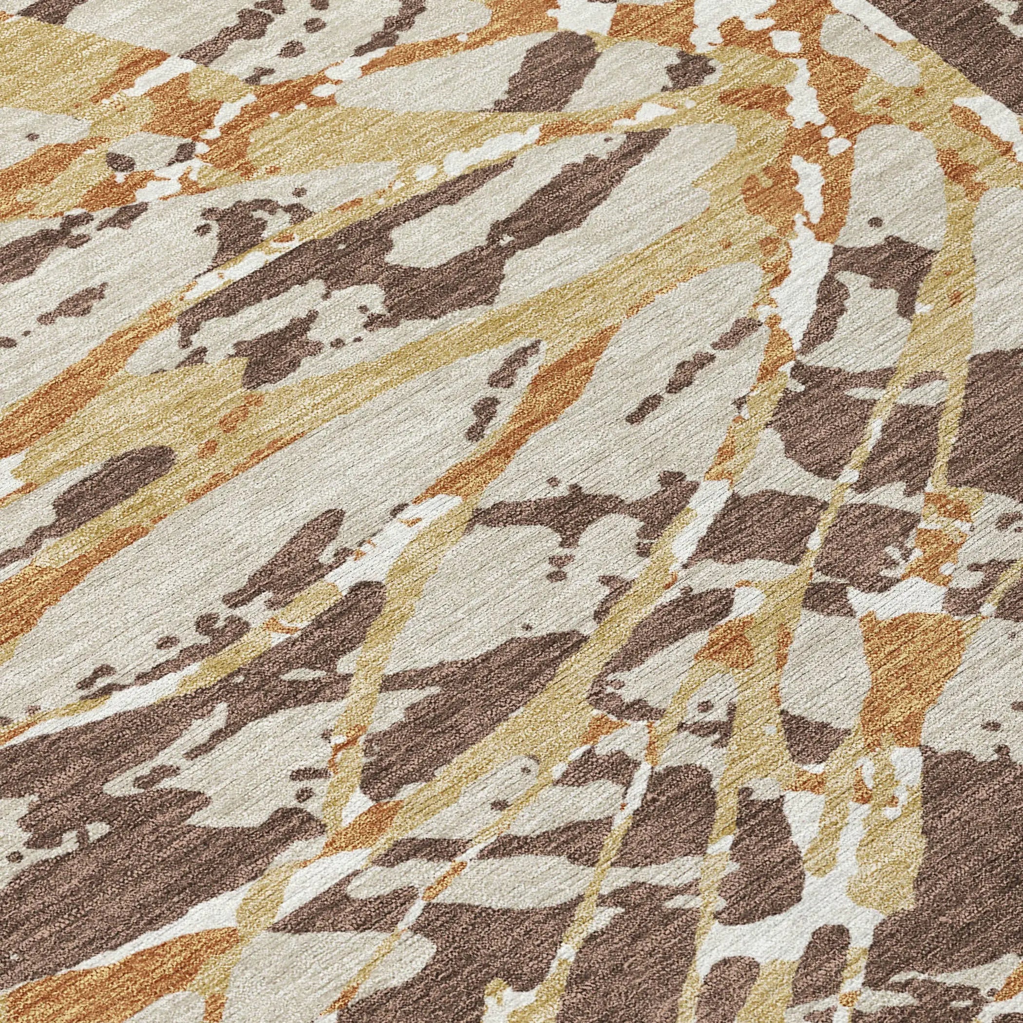 8' Chocolate And Ivory Round Abstract Washable Indoor Outdoor Area Rug Homeroots Outdoor
