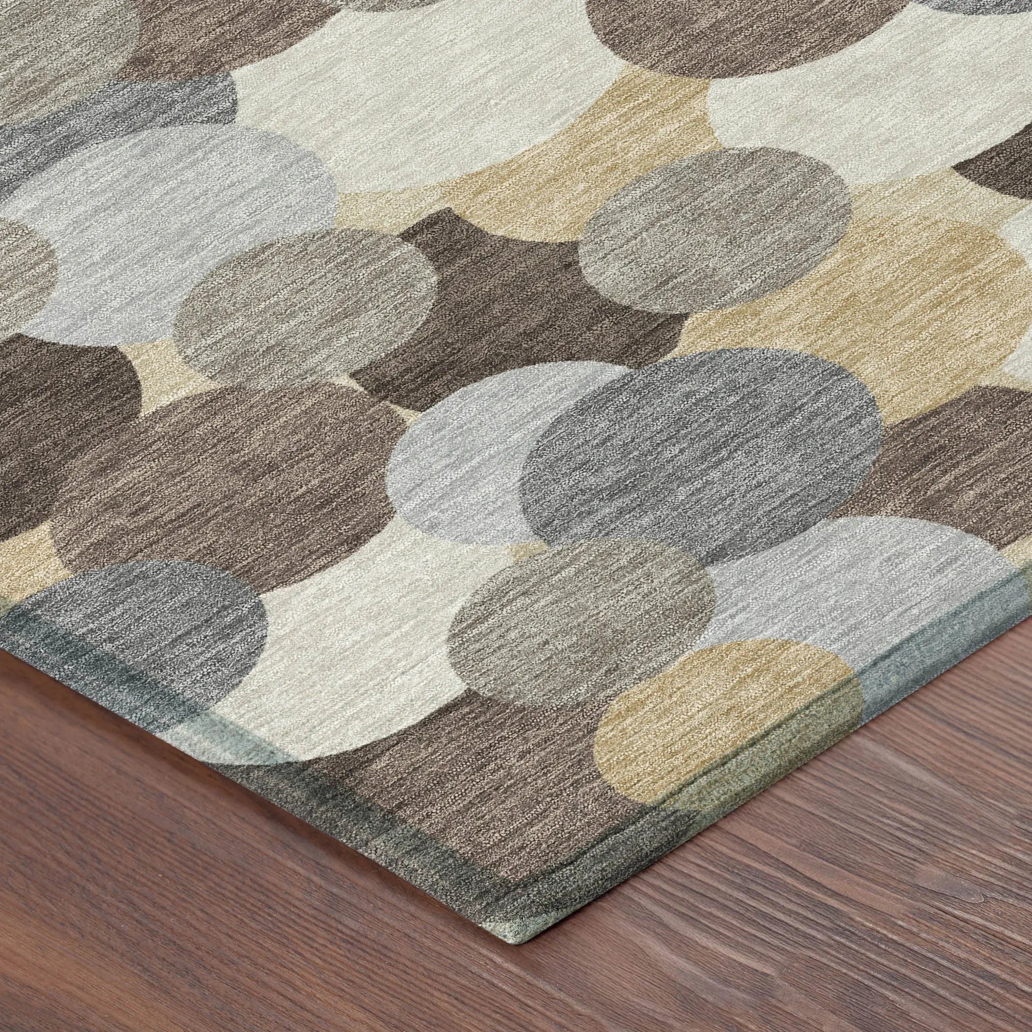 8' Chocolate And Ivory Round Geometric Washable Indoor Outdoor Area Rug Homeroots Outdoor