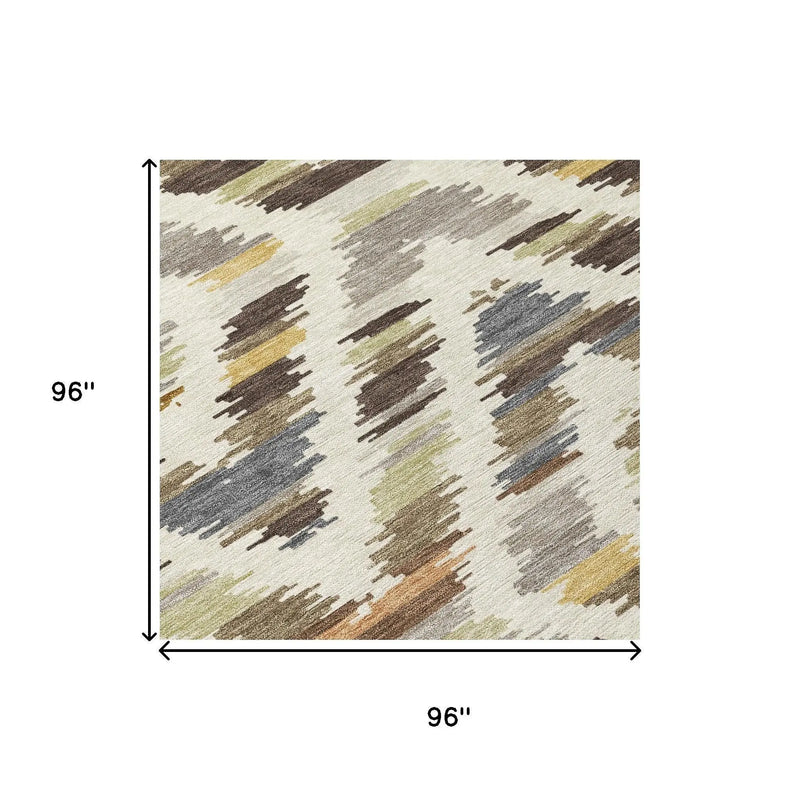 8' Chocolate And Ivory Round Tribal Washable Indoor Outdoor Area Rug Homeroots Outdoor