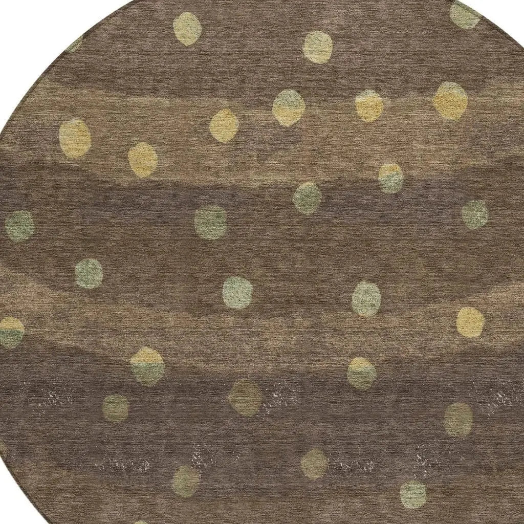 8' Chocolate And Navy Blue Round Striped Washable Indoor Outdoor Area Rug Homeroots Outdoor