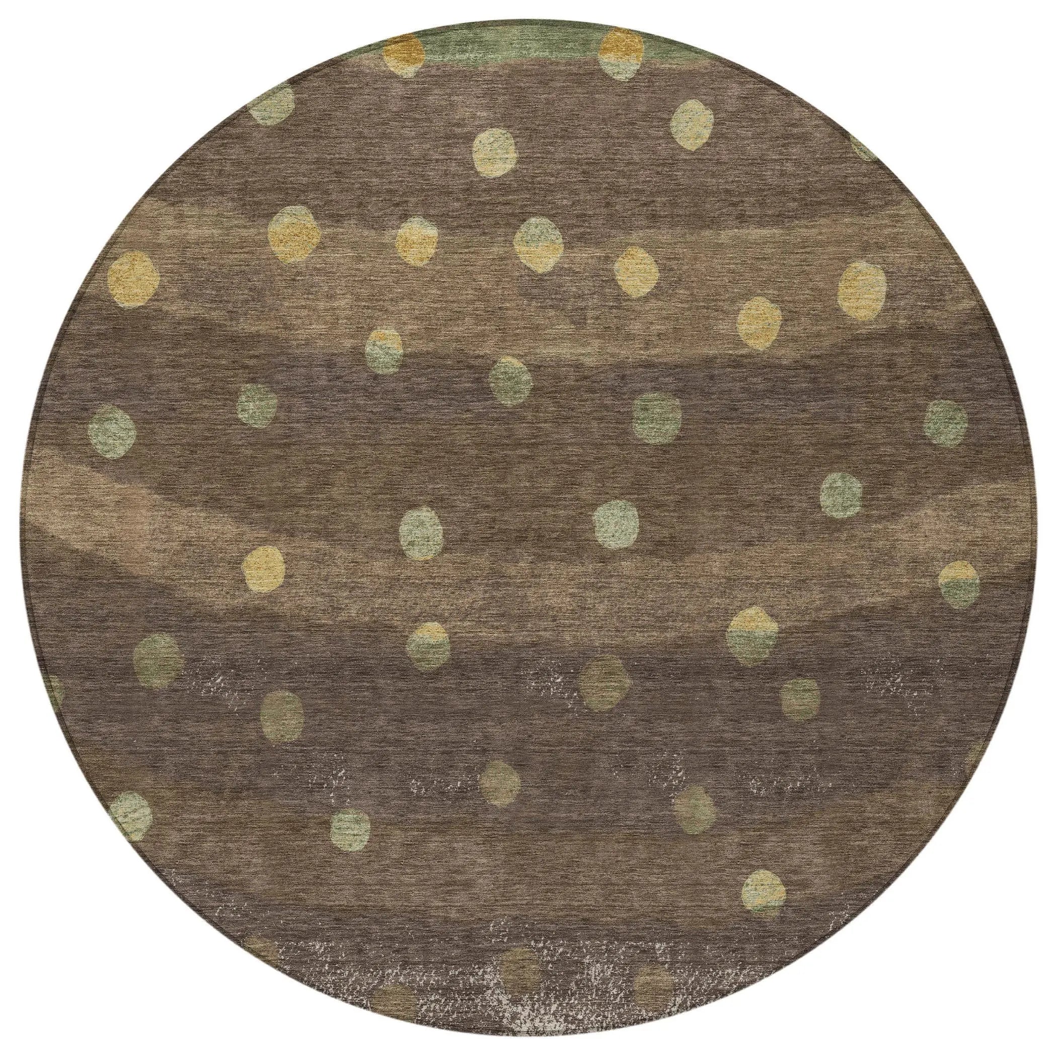 8' Chocolate And Navy Blue Round Striped Washable Indoor Outdoor Area Rug Homeroots Outdoor