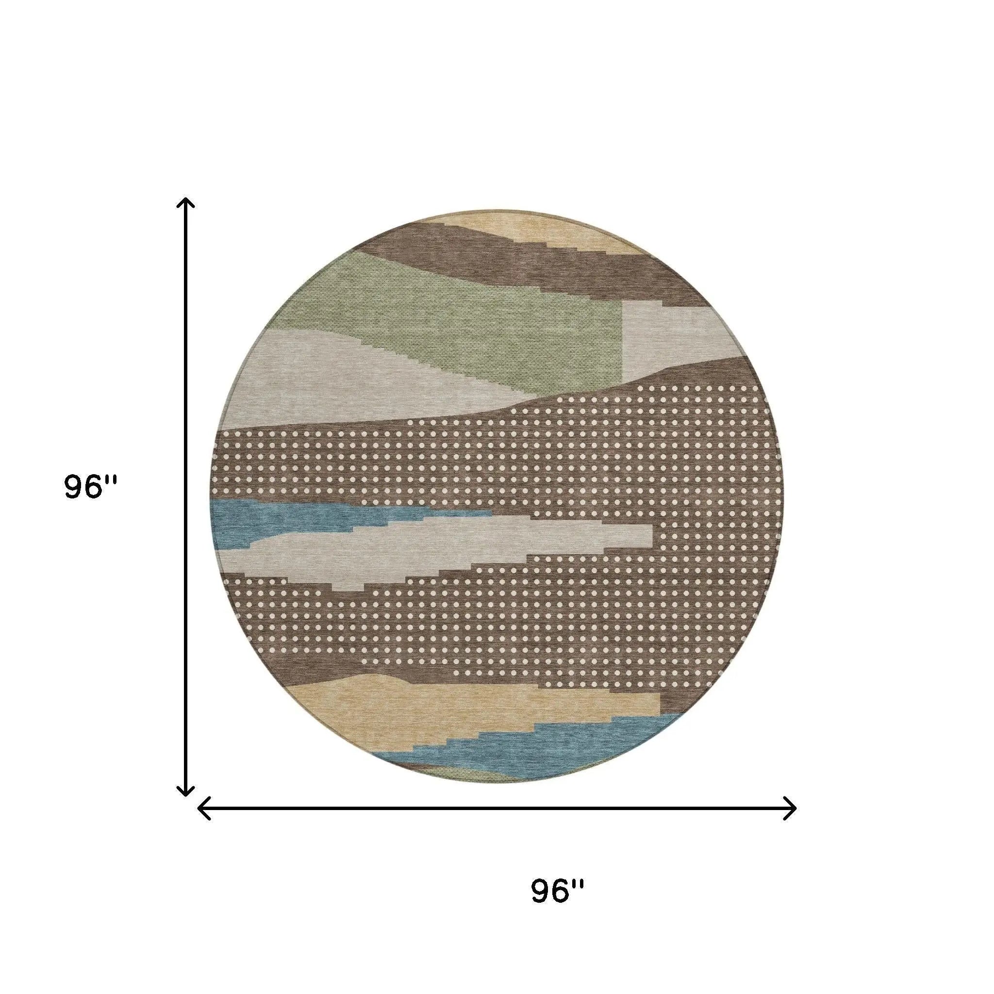 8' Coffee And Brown Round Abstract Washable Indoor Outdoor Area Rug Homeroots Outdoor