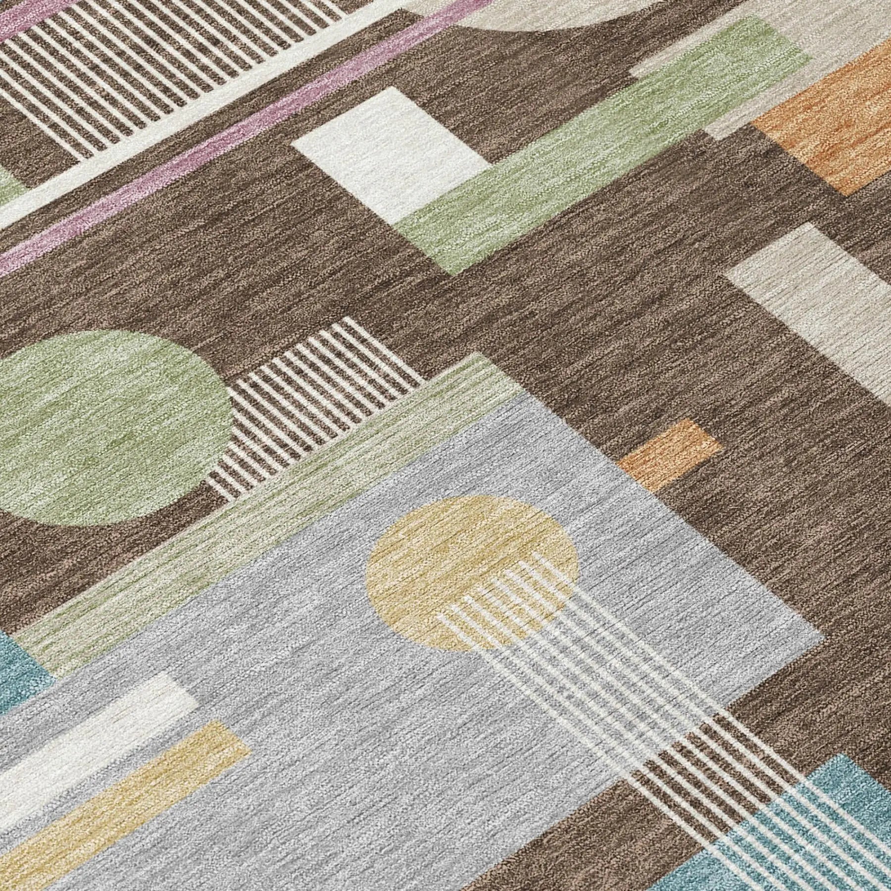 8' Coffee And Brown Round Geometric Washable Indoor Outdoor Area Rug Homeroots Outdoor