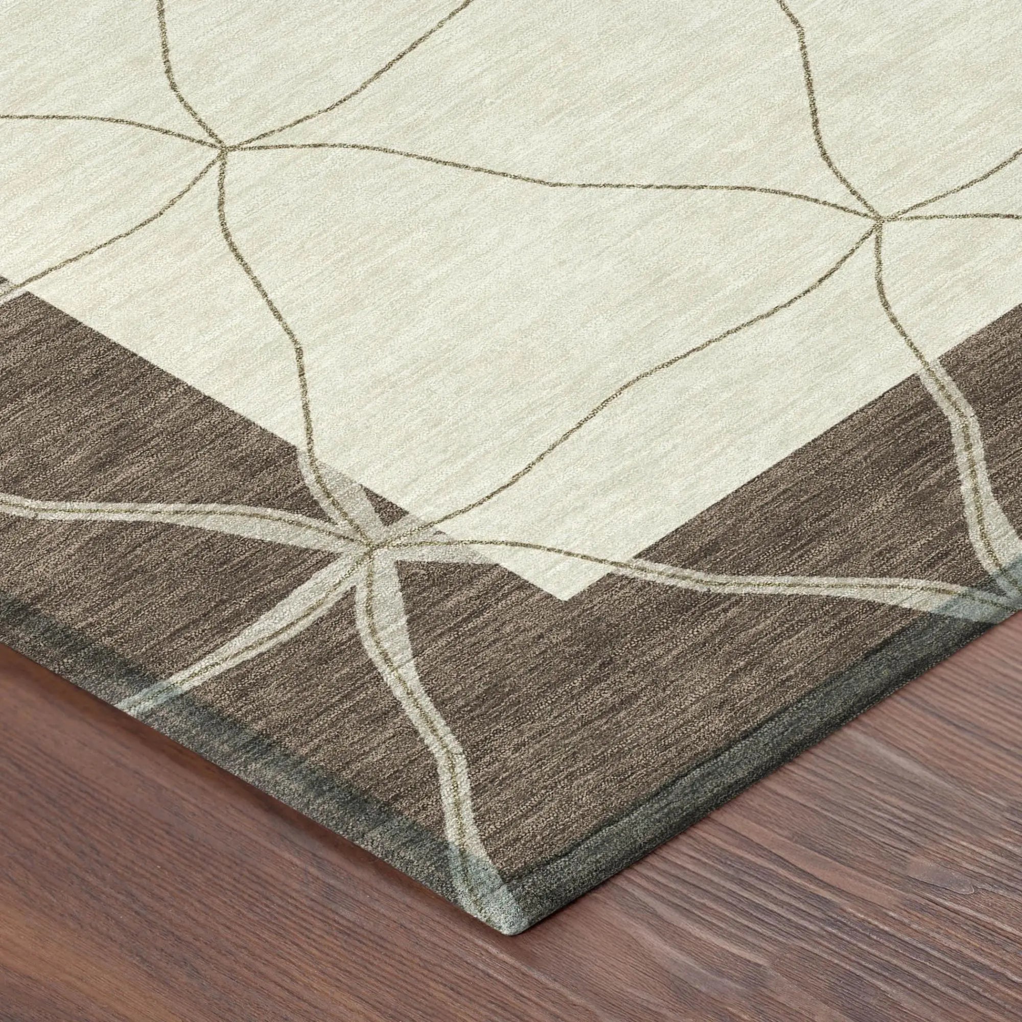 8' Coffee And Brown Round Geometric Washable Indoor Outdoor Area Rug Homeroots Outdoor
