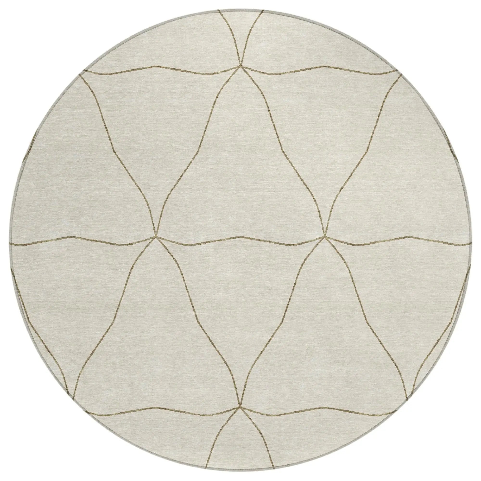 8' Coffee And Brown Round Geometric Washable Indoor Outdoor Area Rug Homeroots Outdoor