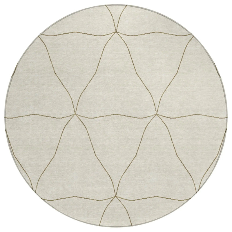 8' Coffee And Brown Round Geometric Washable Indoor Outdoor Area Rug Homeroots Outdoor
