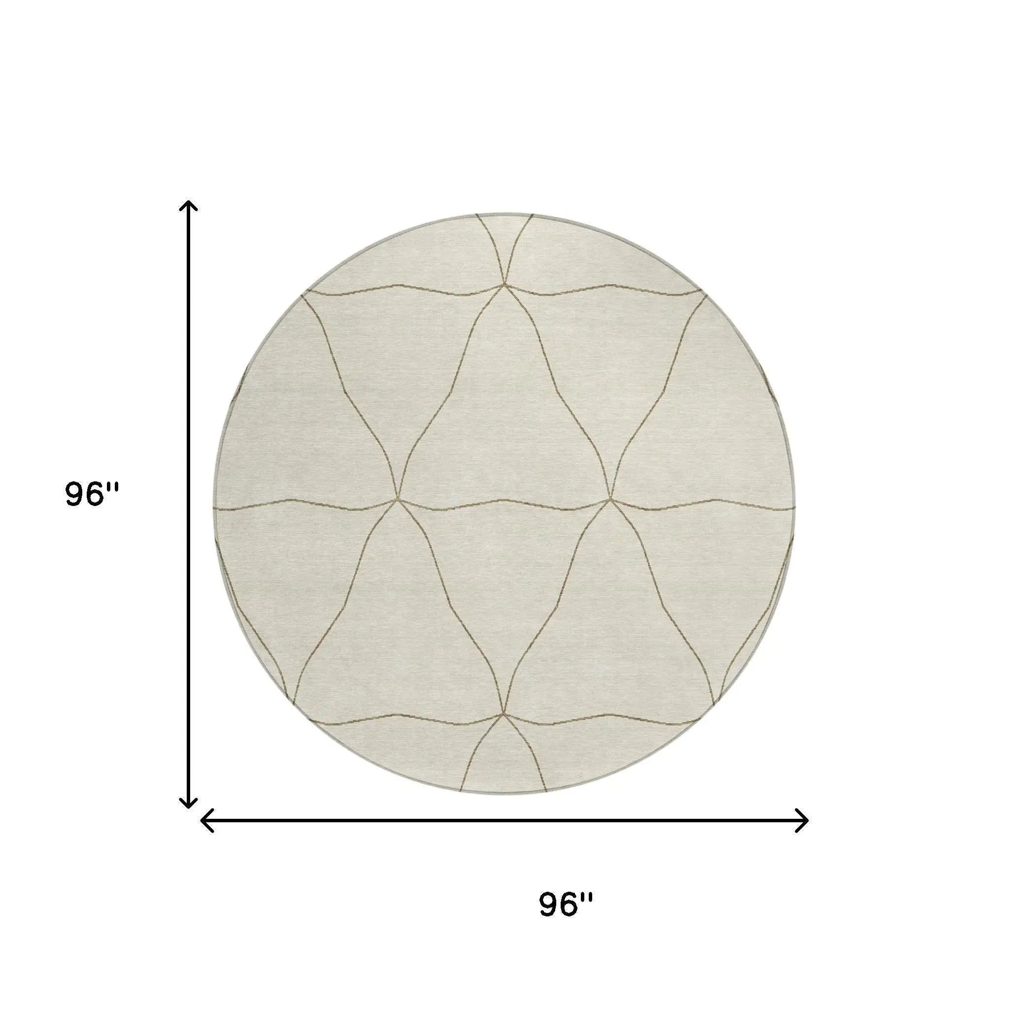 8' Coffee And Brown Round Geometric Washable Indoor Outdoor Area Rug Homeroots Outdoor
