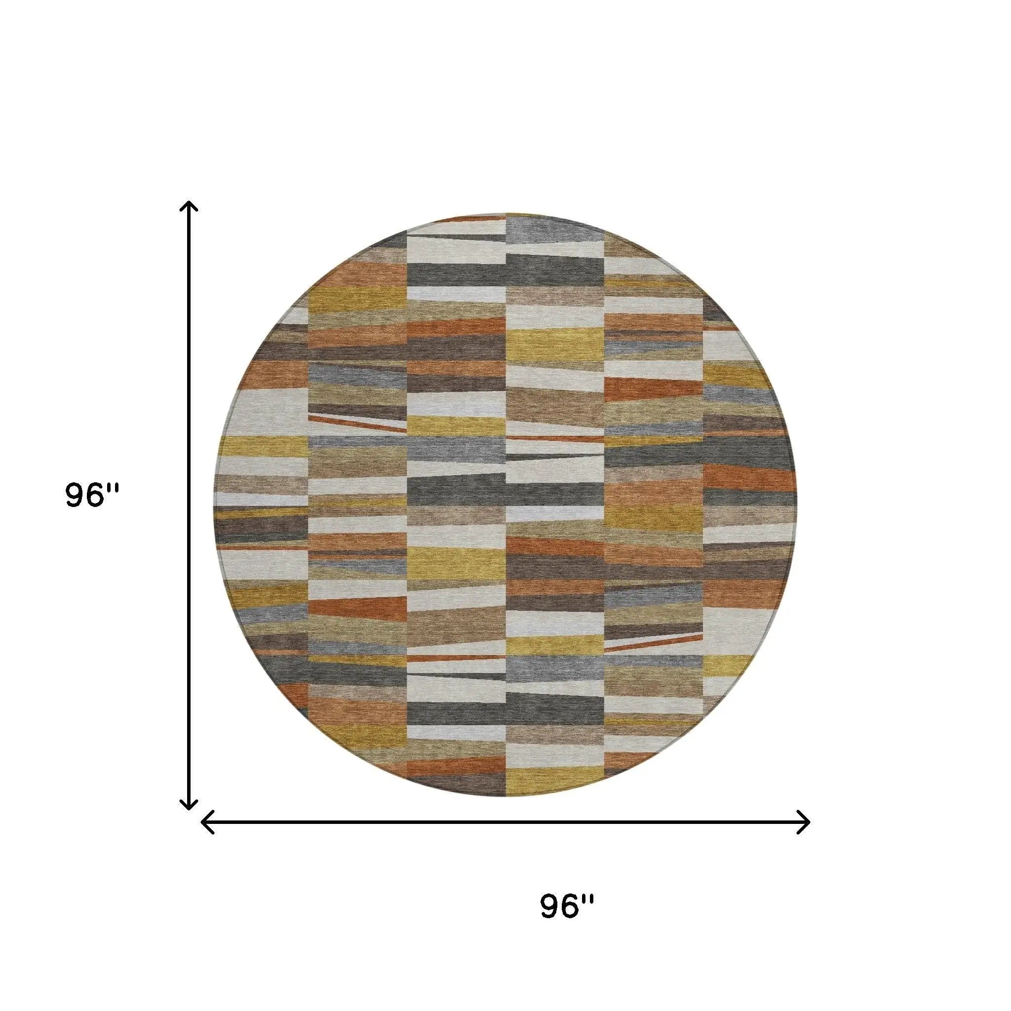 8' Coffee And Ivory Round Striped Washable Indoor Outdoor Area Rug Homeroots Outdoor