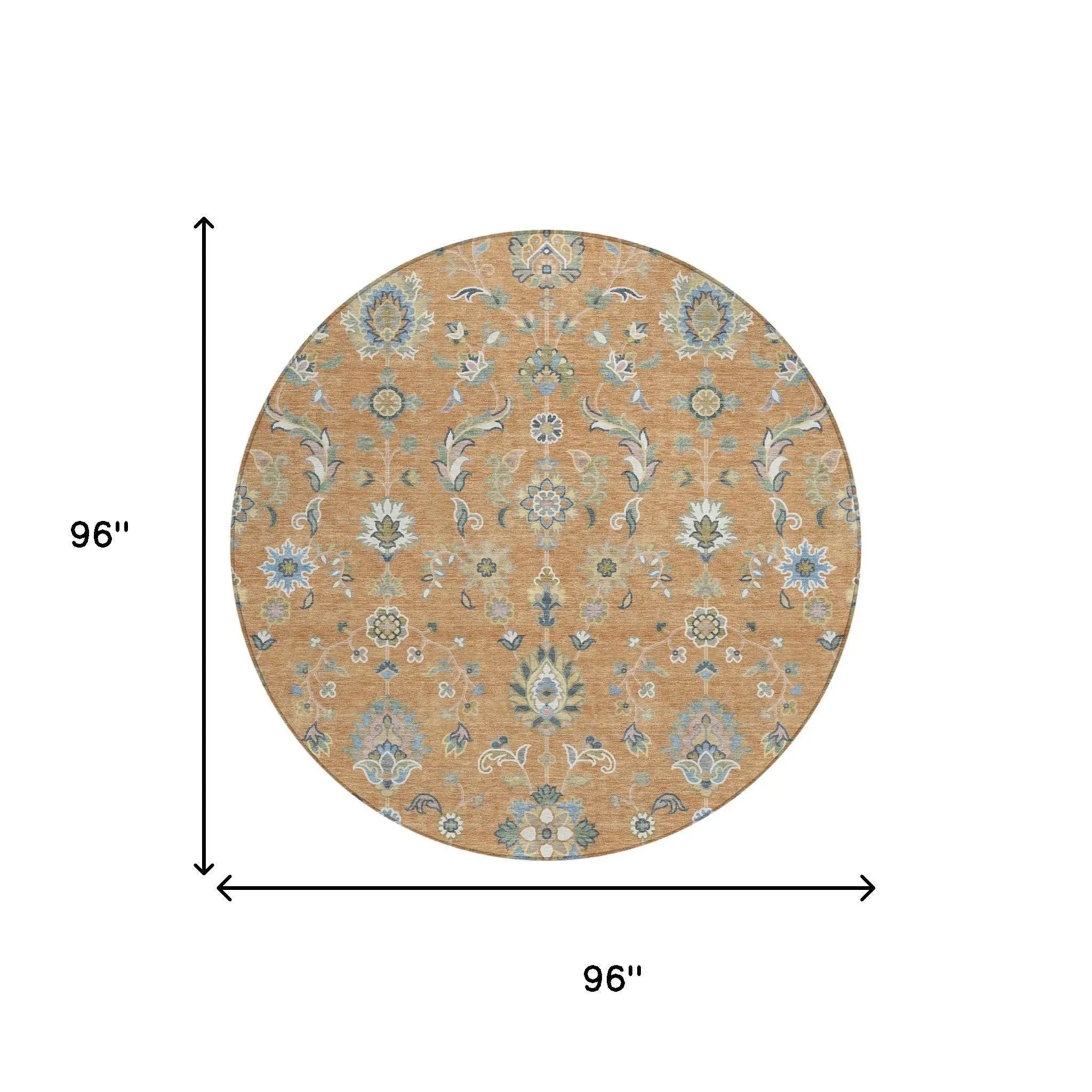 8' Copper And Green Round Abstract Washable Indoor Outdoor Area Rug Homeroots Outdoor