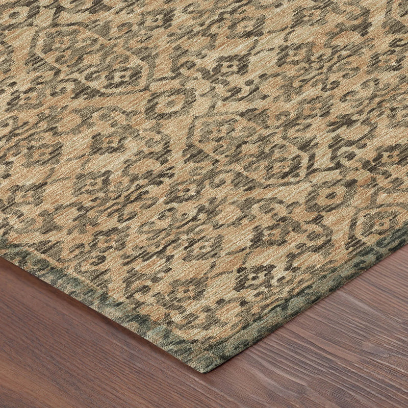 8' Copper And Green Round Oriental Washable Indoor Outdoor Area Rug Homeroots Outdoor