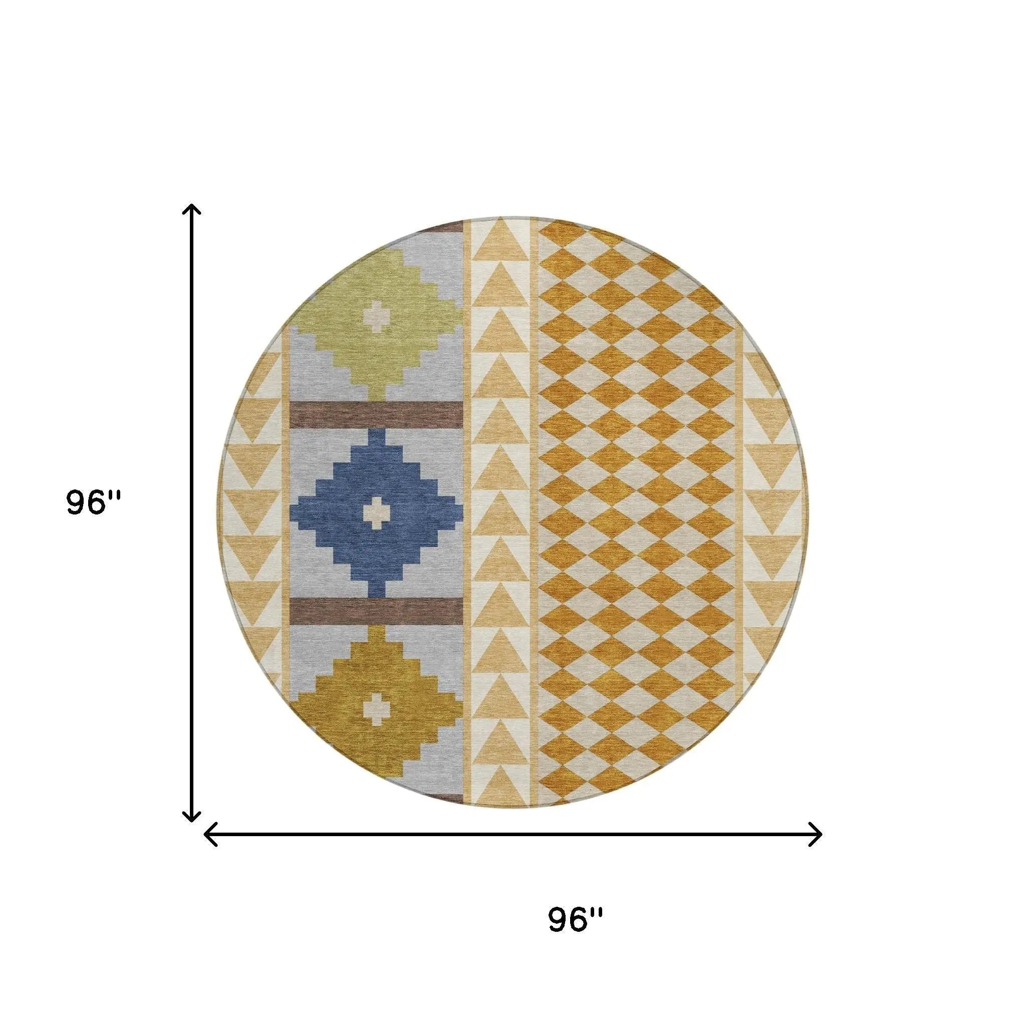 8' Copper And Ivory Round Southwestern Washable Indoor Outdoor Area Rug Homeroots Outdoor