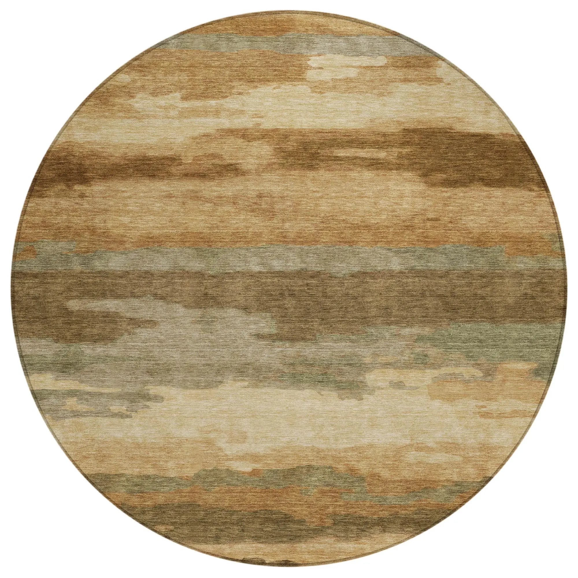 8' Copper And Orange Round Abstract Washable Indoor Outdoor Area Rug Homeroots Outdoor